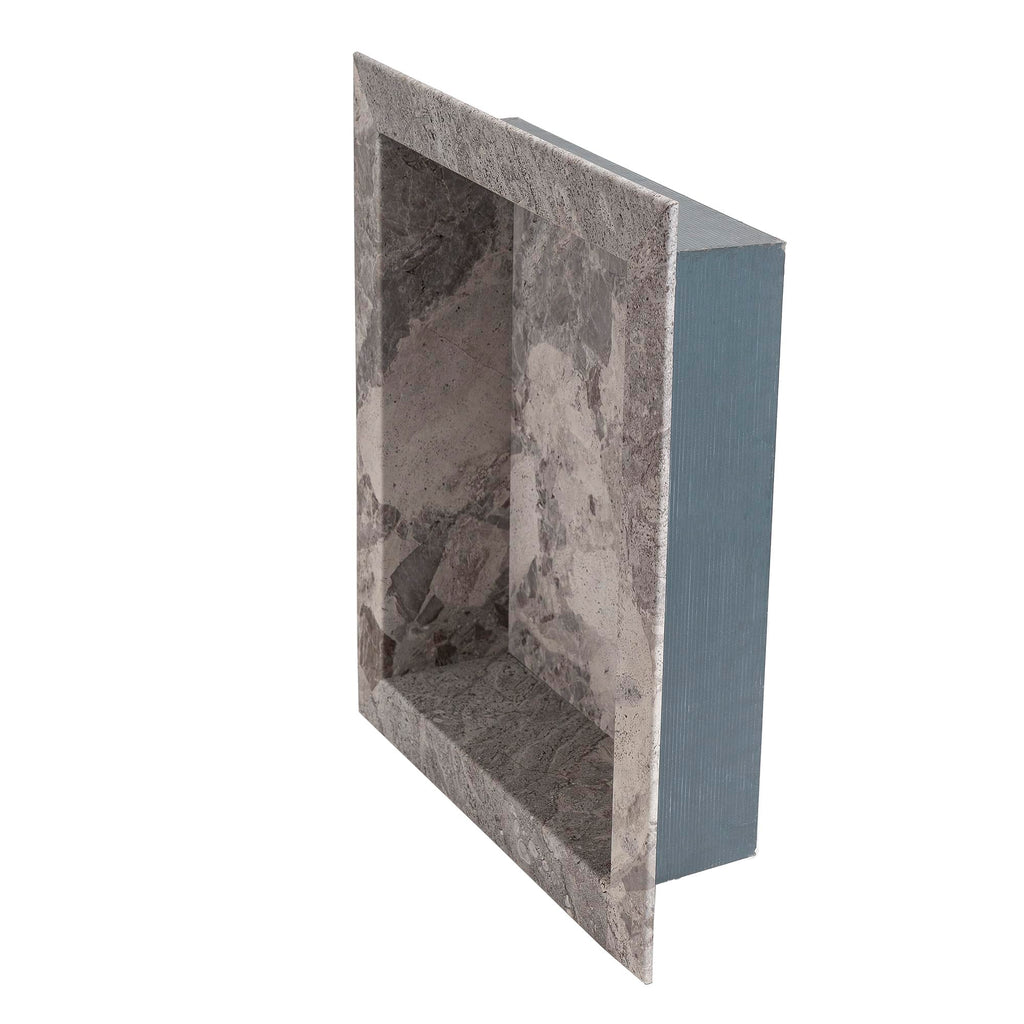 Palisade 17.5 in x 15.5 in Vinyl Shower Niche Ashen Slate | Waterproof Shower Insert