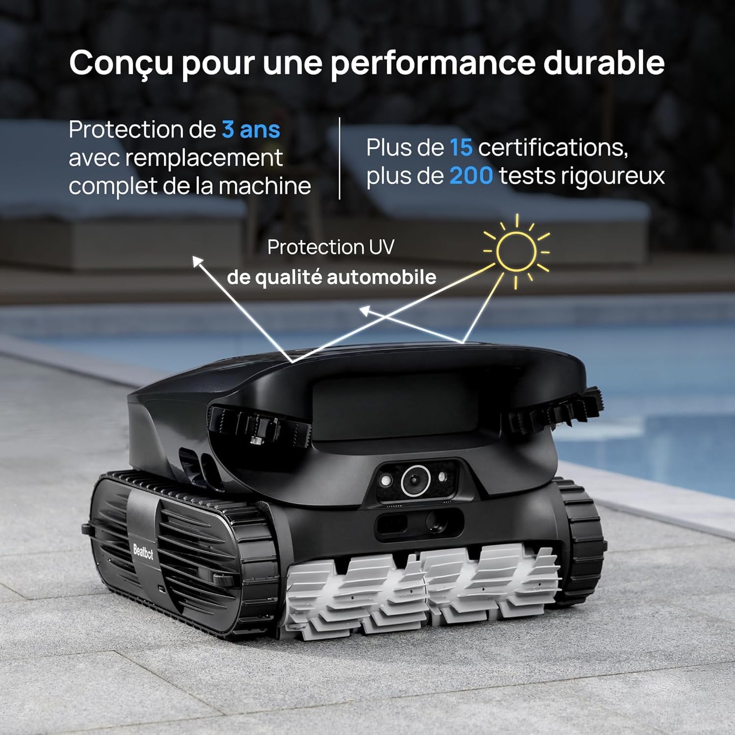 Beatbot AquaSense 2 Ultra Pool Vacuum Robot, Pool Mapping with AI Camera, AI Cruise Debris Detection, Multi-Level Platform Cleaning, 5-in-1 Cleaning, Superior Surface Cleaning – Midnight Blue