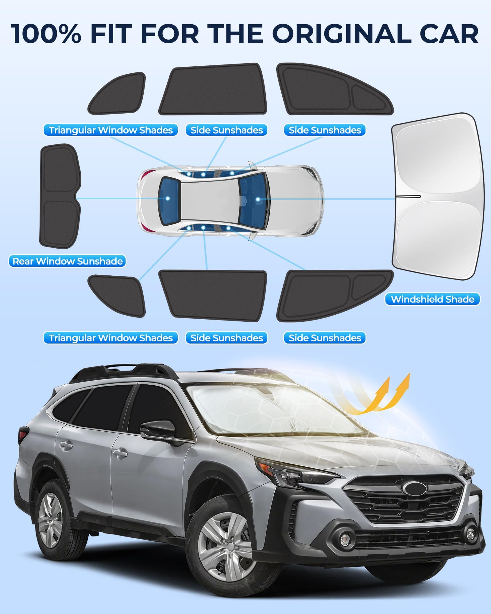 for Toyota 4Runner 2010-2024 Car Window Shades, 8pcs Privacy Sun Shade Set for Front Windshield Side and Rear Windows, Full Window Covers Keeps Vehicle Cool for Camping Napping
