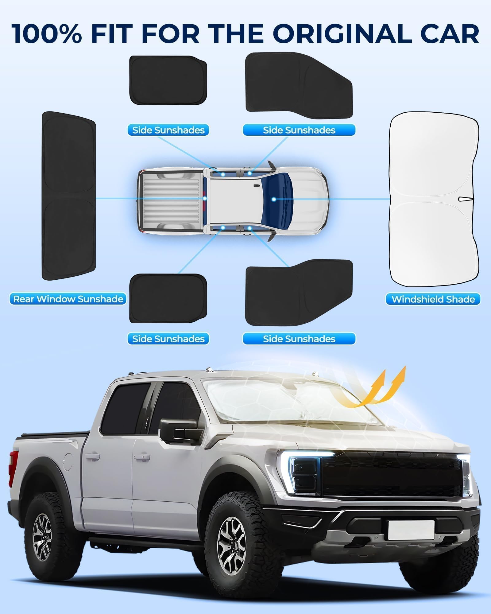 for Toyota 4Runner 2010-2024 Car Window Shades, 8pcs Privacy Sun Shade Set for Front Windshield Side and Rear Windows, Full Window Covers Keeps Vehicle Cool for Camping Napping