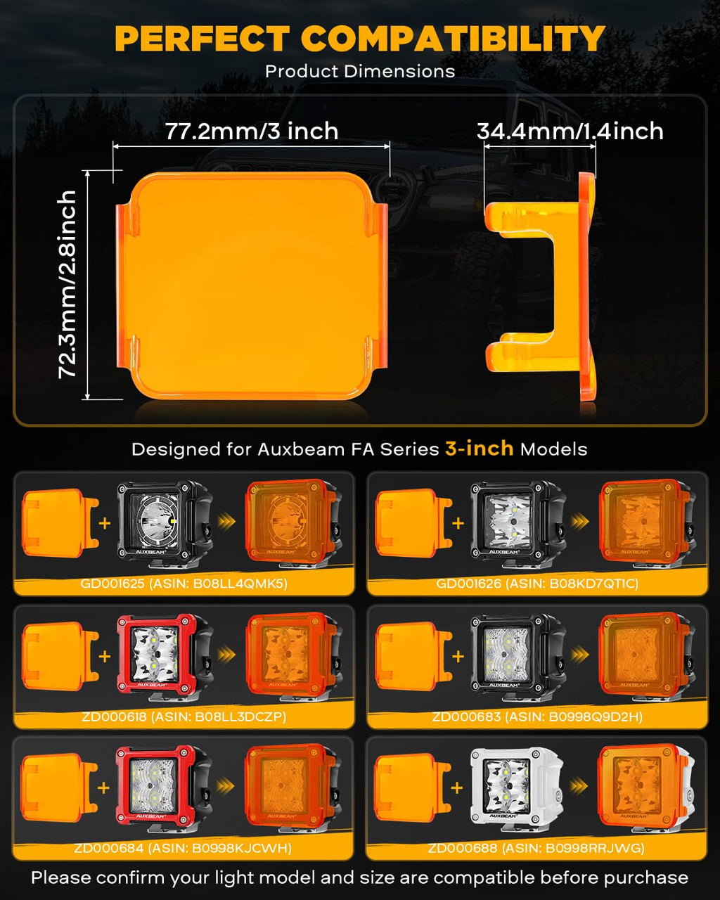 Auxbeam FA Series 3 Inch LED Cubes with DRL 2 Modes Spot Beam Offroad Lights 20W Driving Spotlights A-Pillar Ditch Lights for 4x4 Truck Car ATV Motorcycle, Pair