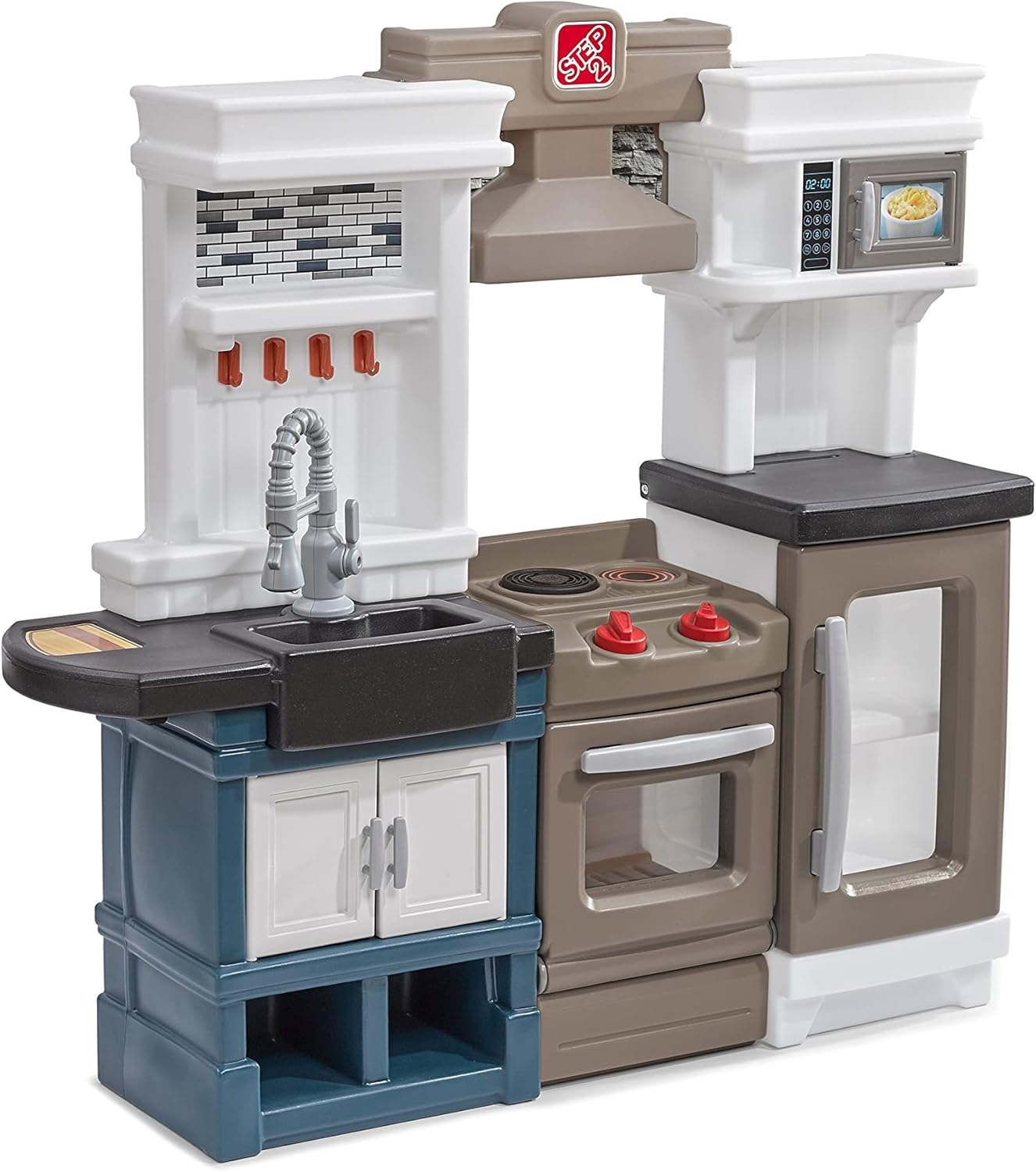 Step2 Modern Metro Kitchen Set for Kids – Includes 30+ Toy Kitchen Accessories, Interactive Features for Pretend Play – Indoor/Outdoor Toddler Playset – Dimensions 44.75" H x 46.5" W x 13.5" D