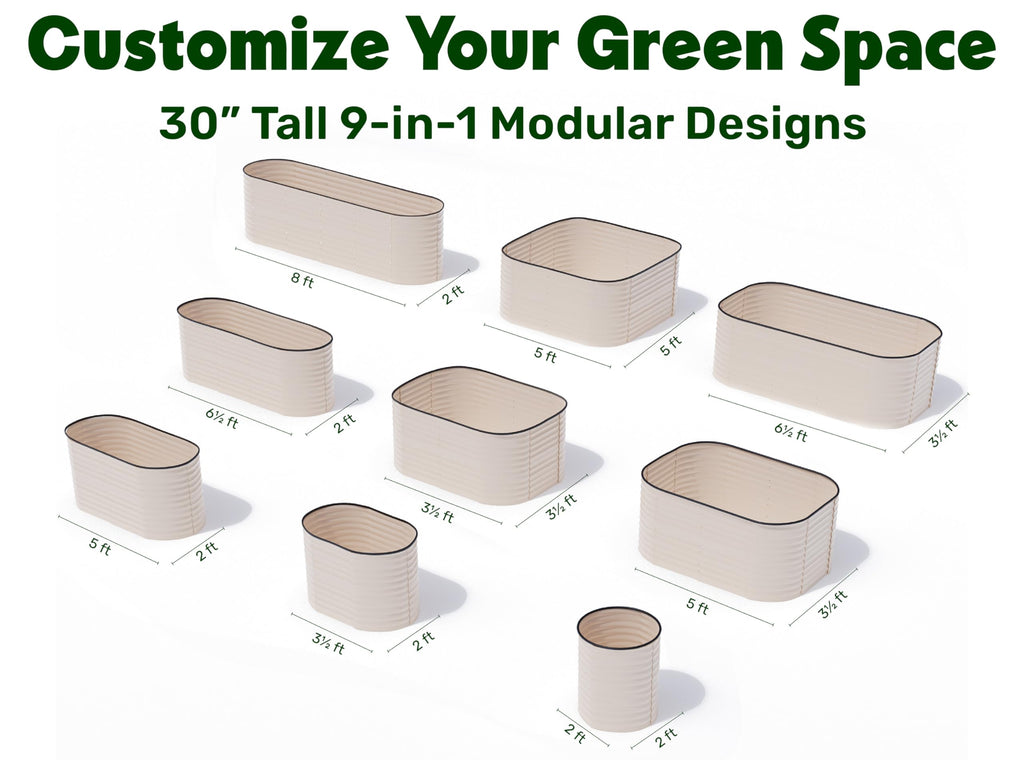 9-in-1 Galvanized Steel Raised Garden Bed // 8×2×1.5 ft Modular Planter for Gardening, Vegetables, Flowers // 18" Tall Metal Raised Garden Beds Outdoor (Dark Green) // Patented Design Planter Box