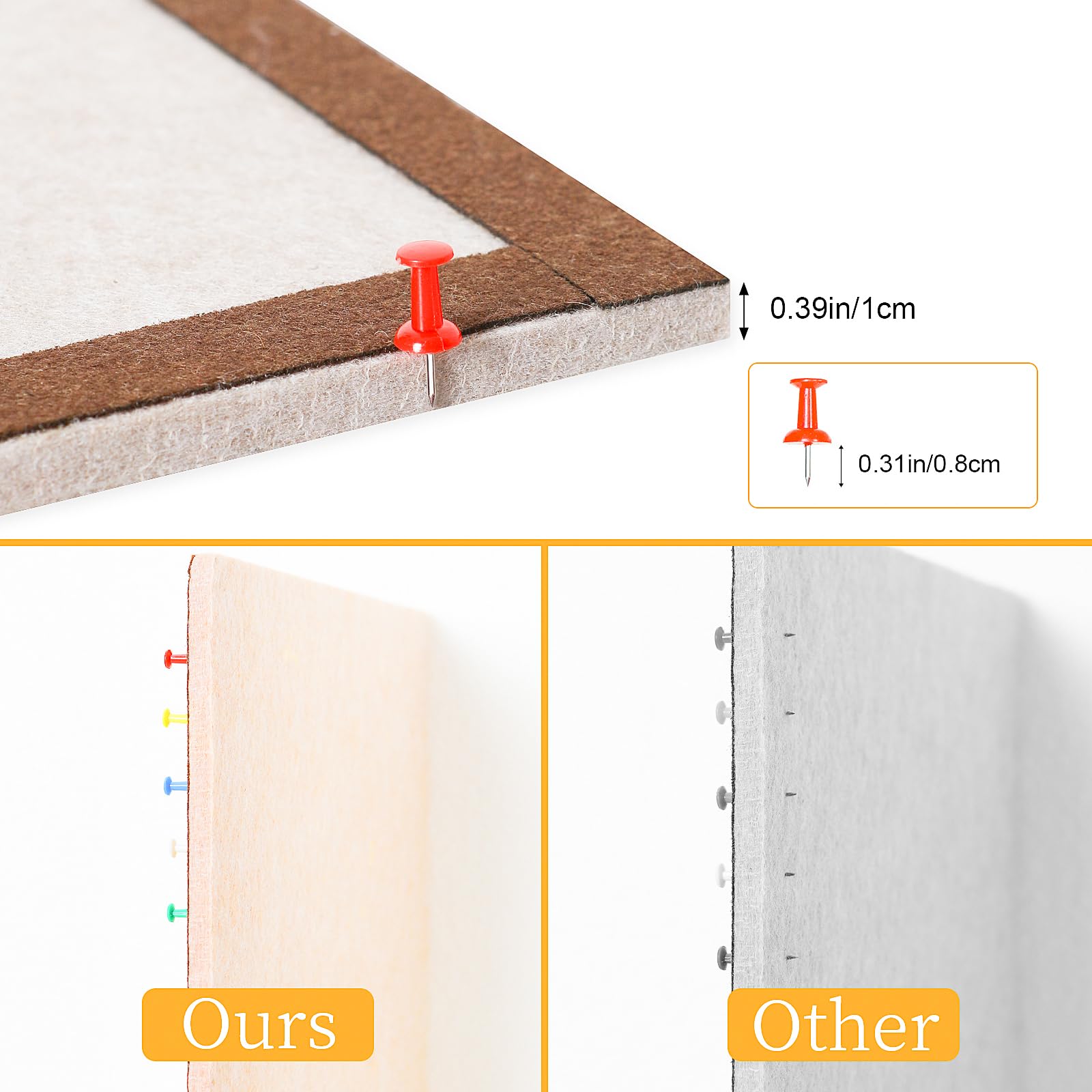 Felt Bulletin Board, 15.7''X 11.8'' corkboard Pin Board for Bedrooms Offices Home Wall Decoration, Self Adhesive Cork Board with 35 Push Pins for Paste Notes, Photos, Schedules (2 Pack)