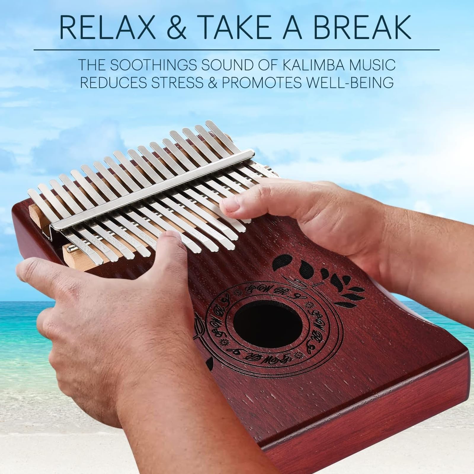 UNOKKI 17-Key Kalimba Thumb Piano - Portable Mahogany Percussion Mbira Instrument - Beginner Tuning Set, Music Instruments for Kids Gifts - Cherry