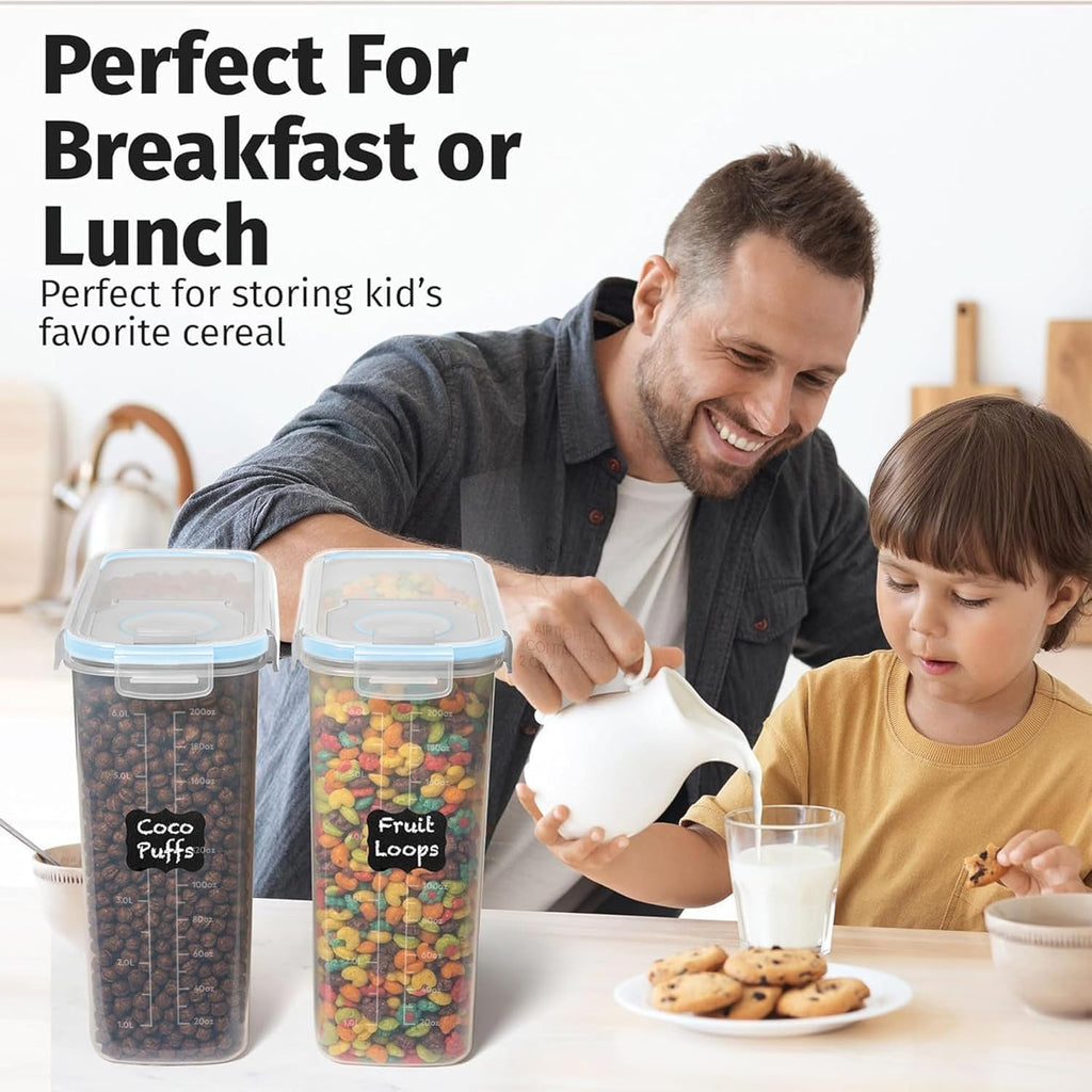 Shazo 2 Pack (6.3L / 213OZ) EXTRA Large Airtight Food Storage Cereal Containers for Bulk Food Storage BPA-Free Plastic Container, Pantry Organization and Canister for Rice, Pasta, Sugar & Flour