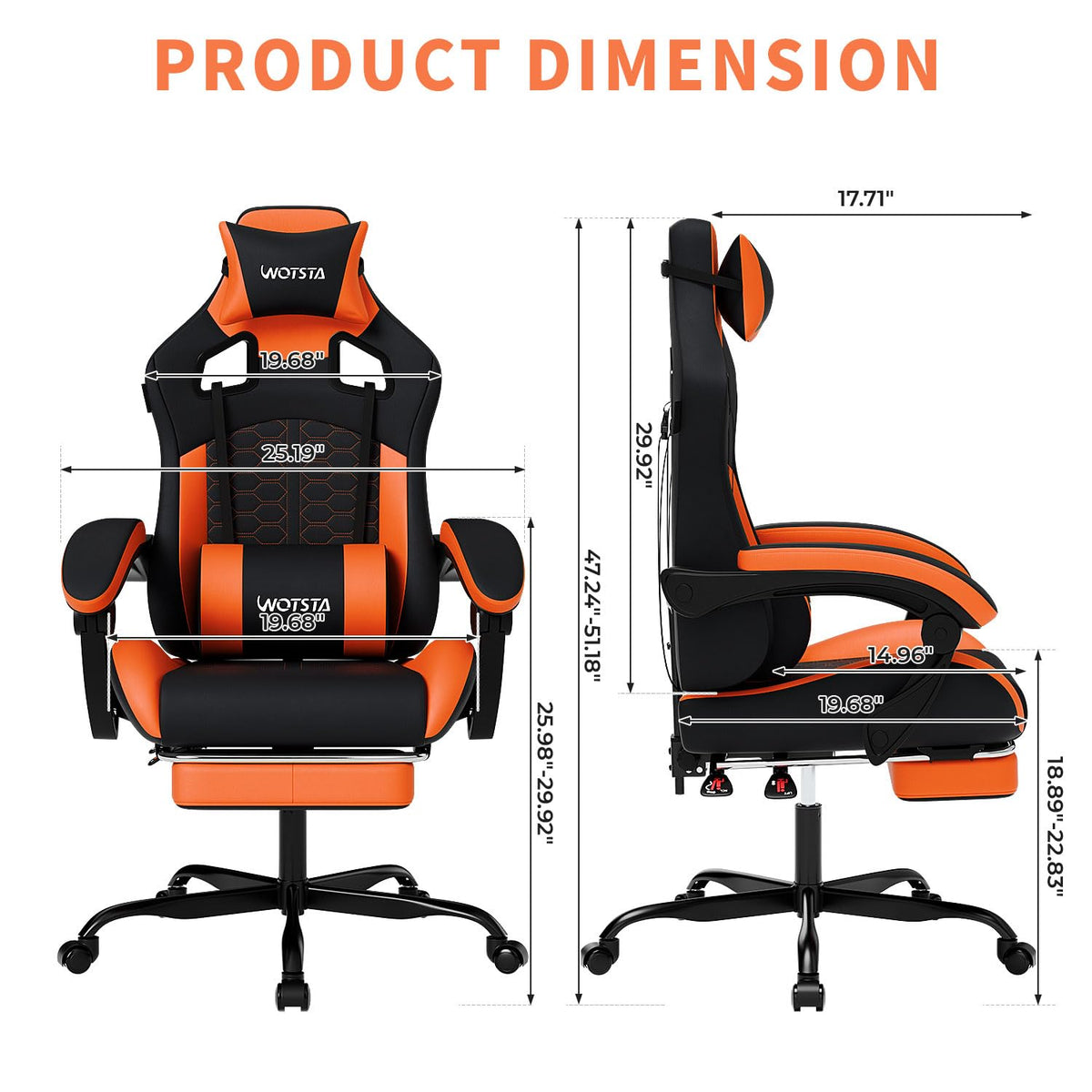 Gaming Chair with Footrest,High Back with Massage Reclining Computer Chair， Big and Tall Racing Gaming Chair Ergonomic Game Chair for Adults PVC Leather (Red)