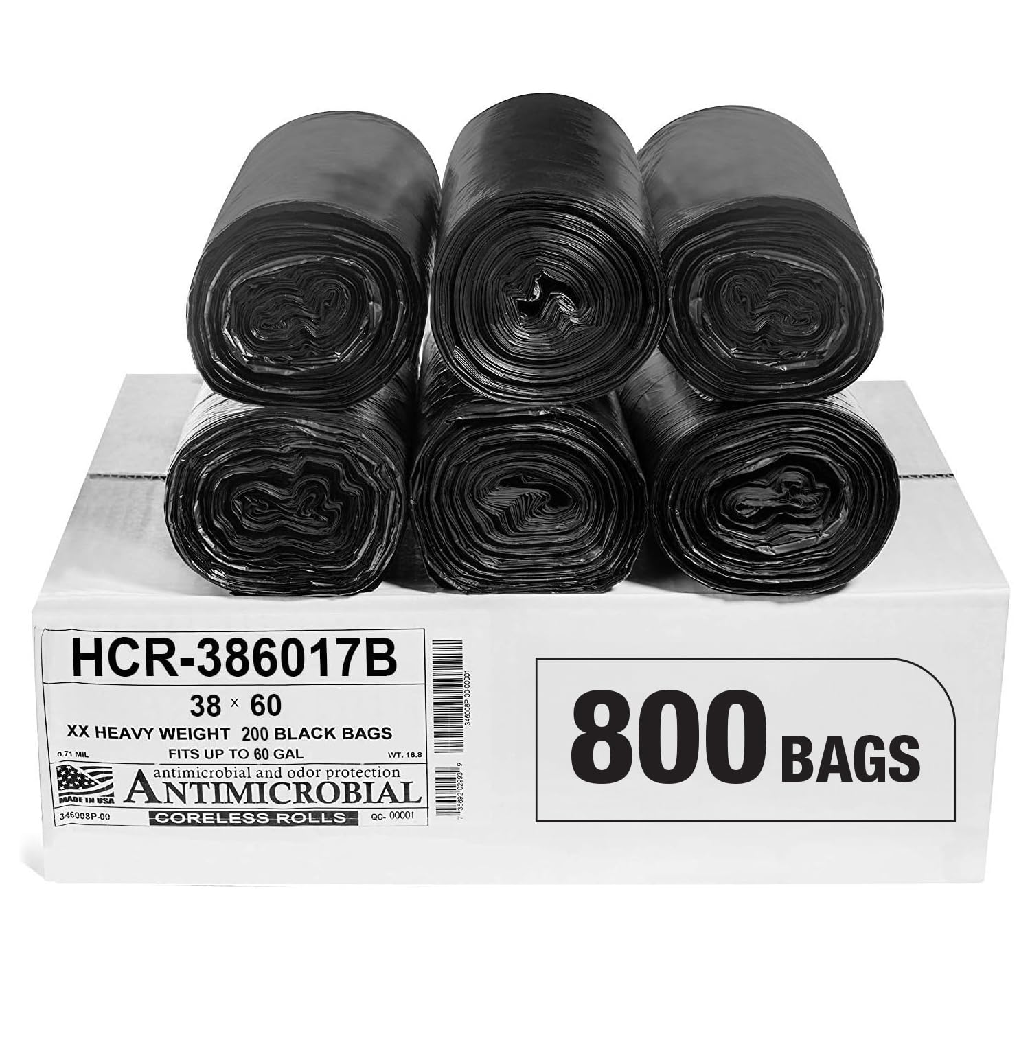Aluf Plastics High Density Trash Bags, 10 Gallon, 4000 Count, 6 Micron (eq), 24" x 24", Black, for Bathroom, Office, Industrial, Commercial, Janitorial, Municipal, Recycling