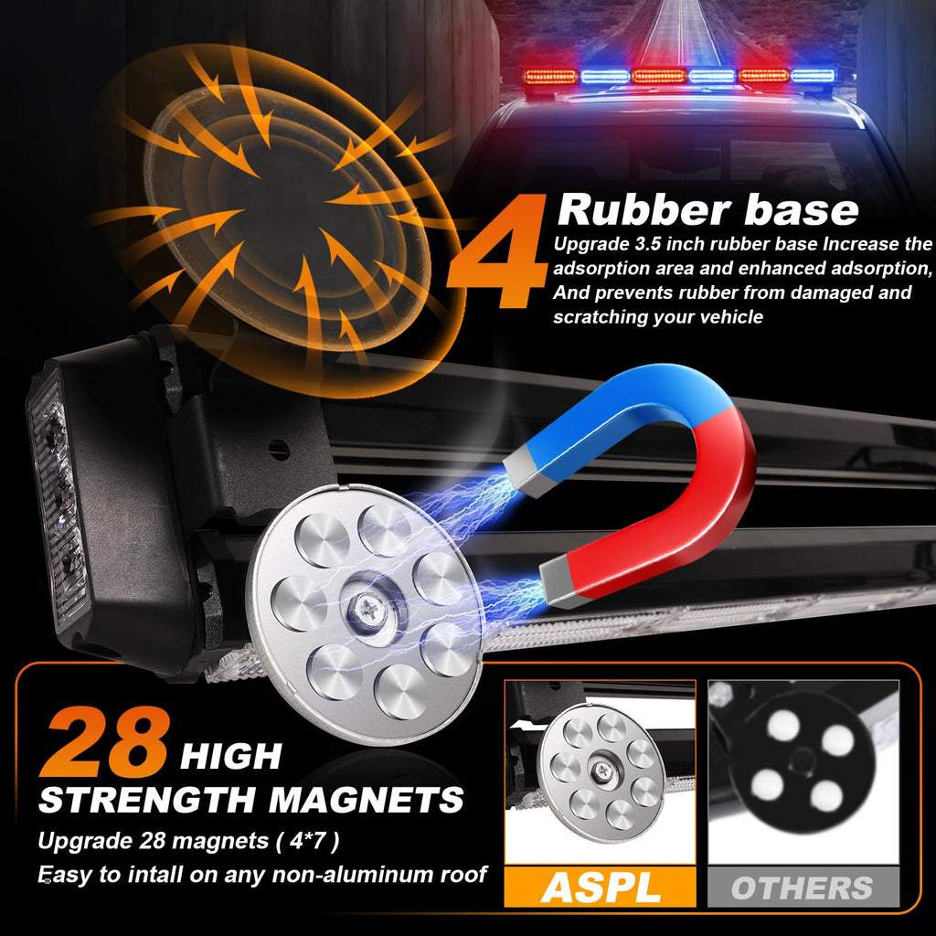 ASPL 26inch 126 LED Rooftop Emergency Strobe Lights Bar Double Side Flashing Safety Warning Traffic Advisor Light Bar Hazard Snow Plow Light for Work Trucks Vehicles Construction Tow Pickup(Amber)