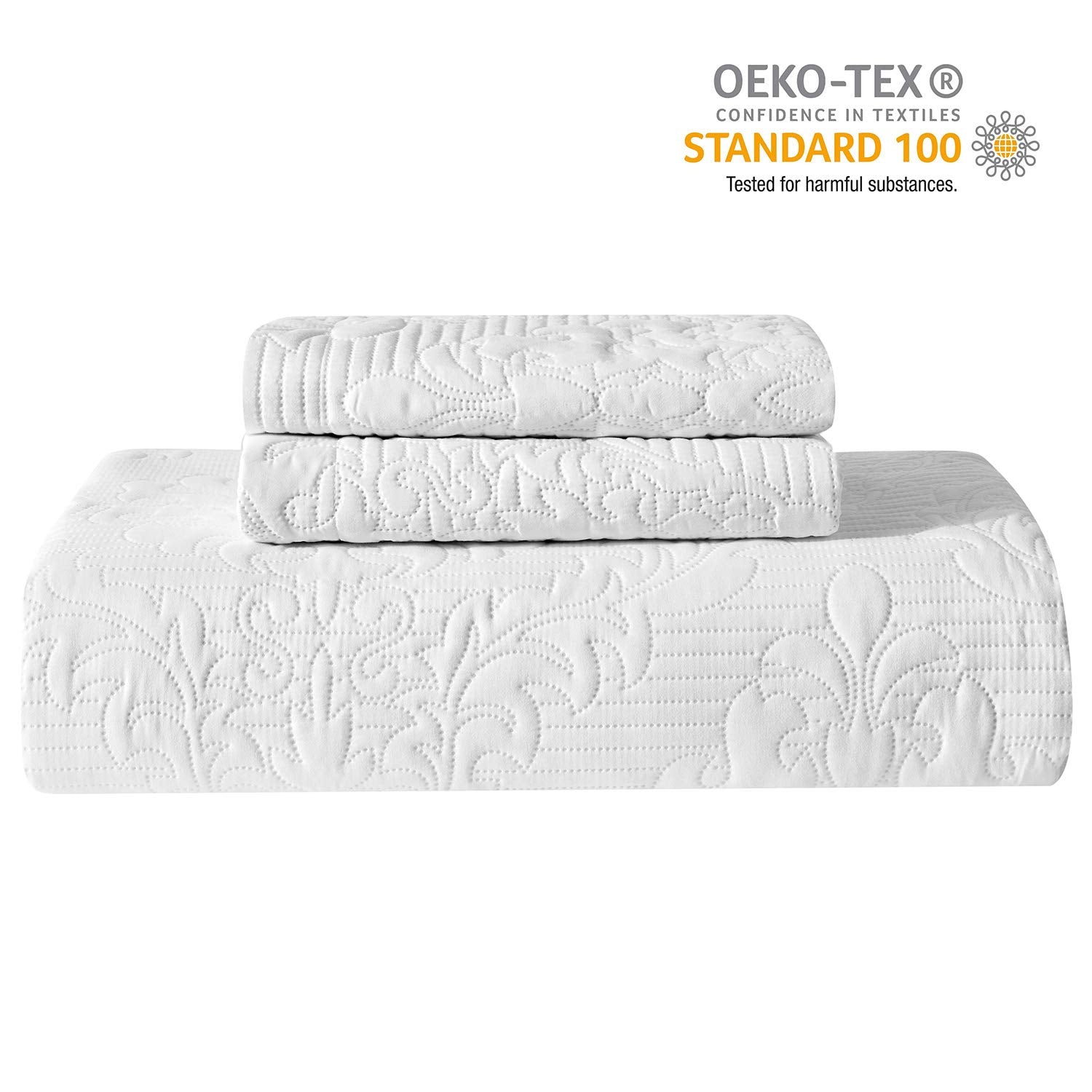 Hansleep Black Quilt Twin Size - Damask Ultrasonic All Season Bedspread Twin, Soft Lightweight Coverlet Bedding Set, 2 Pieces (1 Quilt, 1 Pillow Sham)