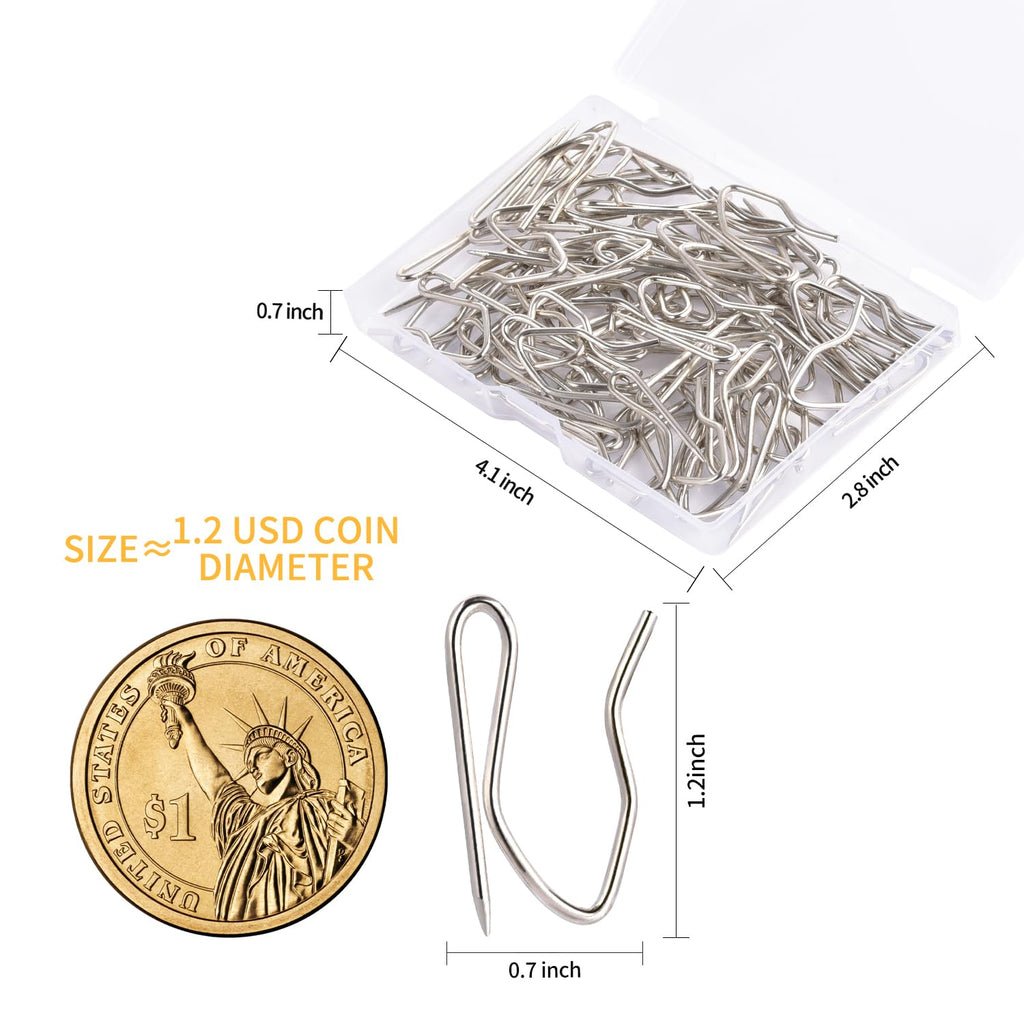 1.2 Inches Curtain Hooks, Sopito 58pcs Metal Drapery Pin and Hook for Door Window Shower Curtain, Bronze