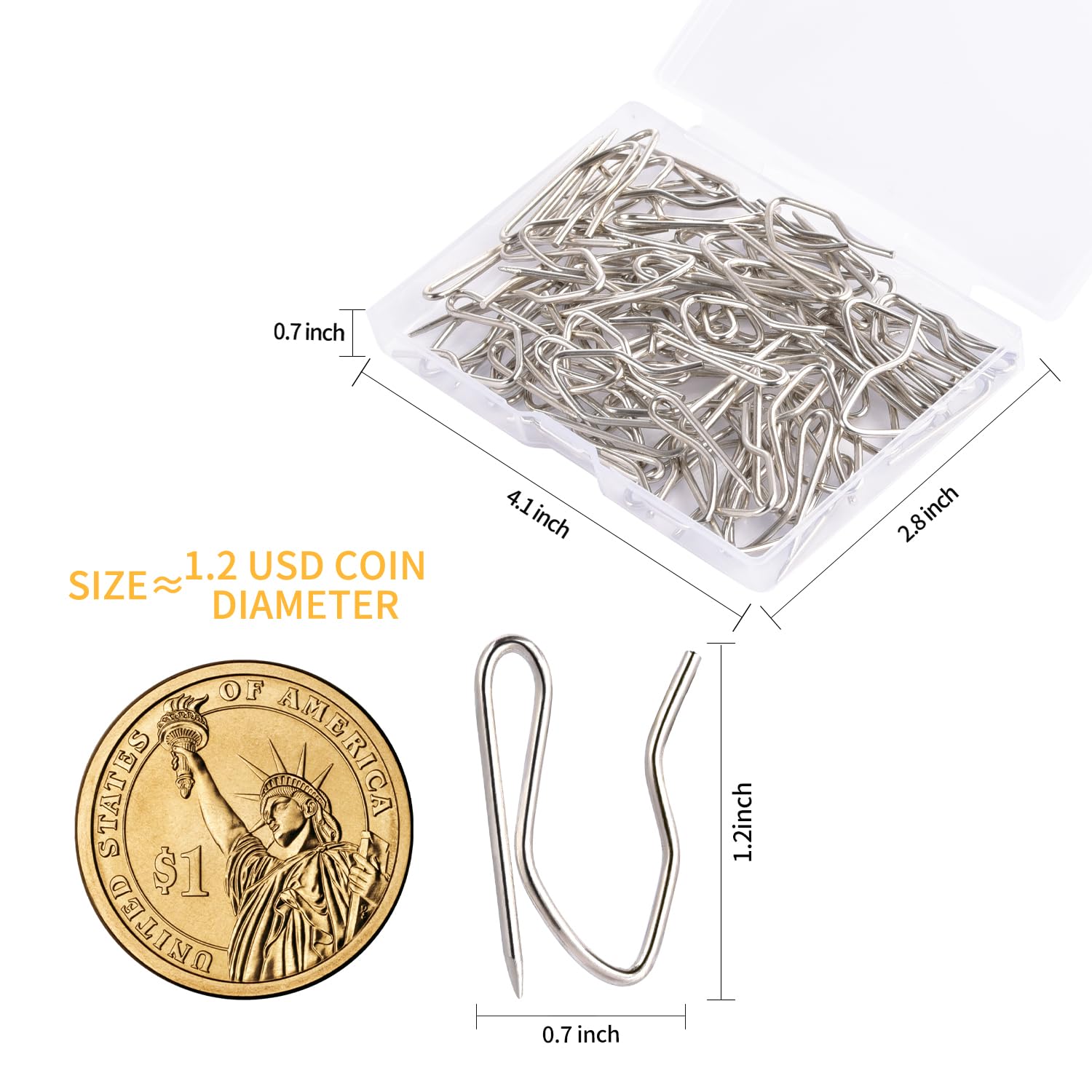 1.2 Inches Curtain Hooks, Sopito 58pcs Metal Drapery Pin and Hook for Door Window Shower Curtain, Bronze