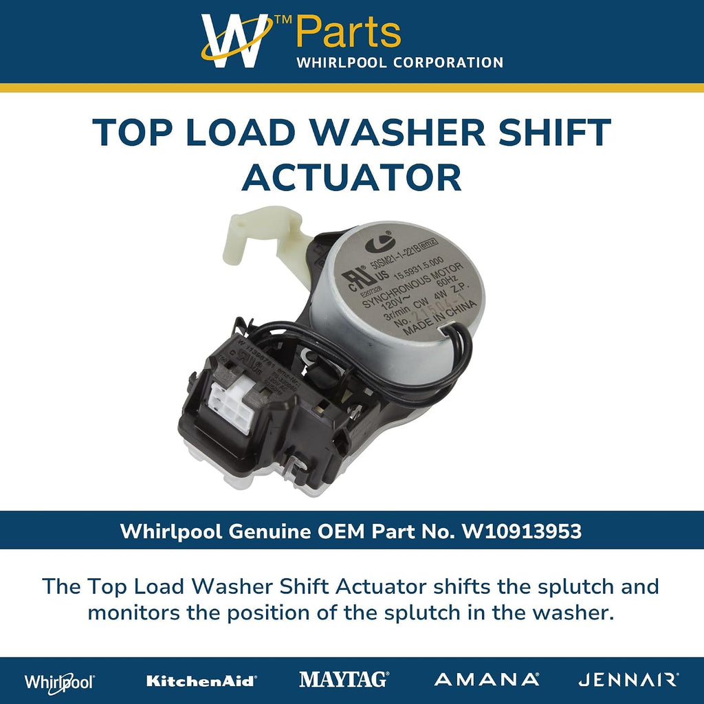 Whirlpool W10913953 Genuine OEM Top Load Washer Shift Actuator Replacement Part - Replaces W10815026