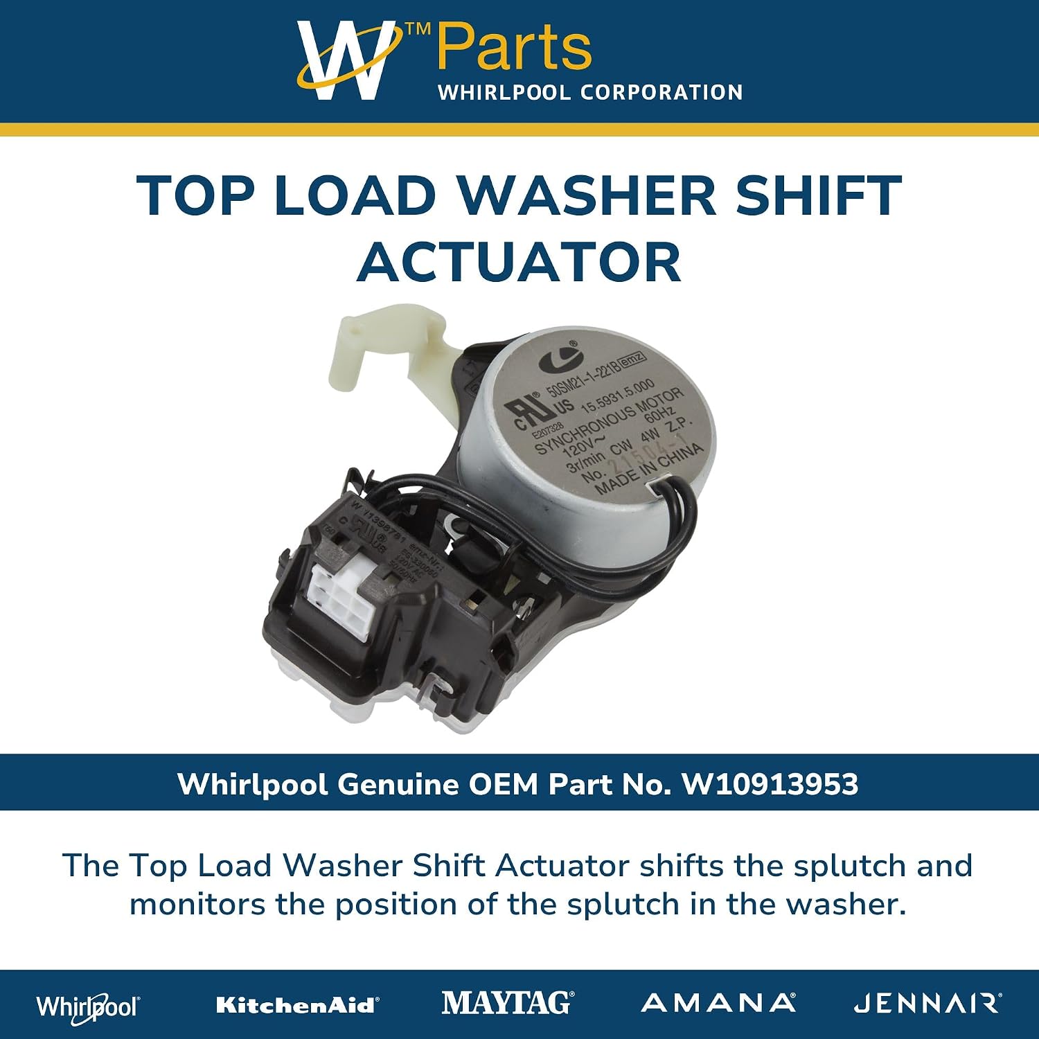 Whirlpool W10913953 Genuine OEM Top Load Washer Shift Actuator Replacement Part - Replaces W10815026