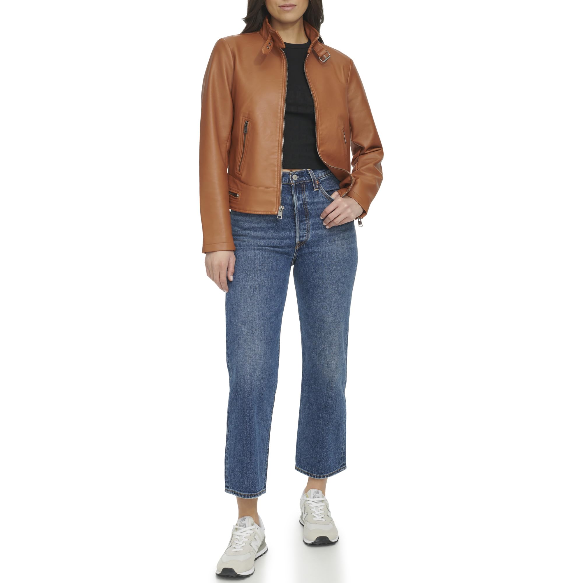 LEVI'S womens Faux Leather Motocross Racer Jacket (Standard and Plus)