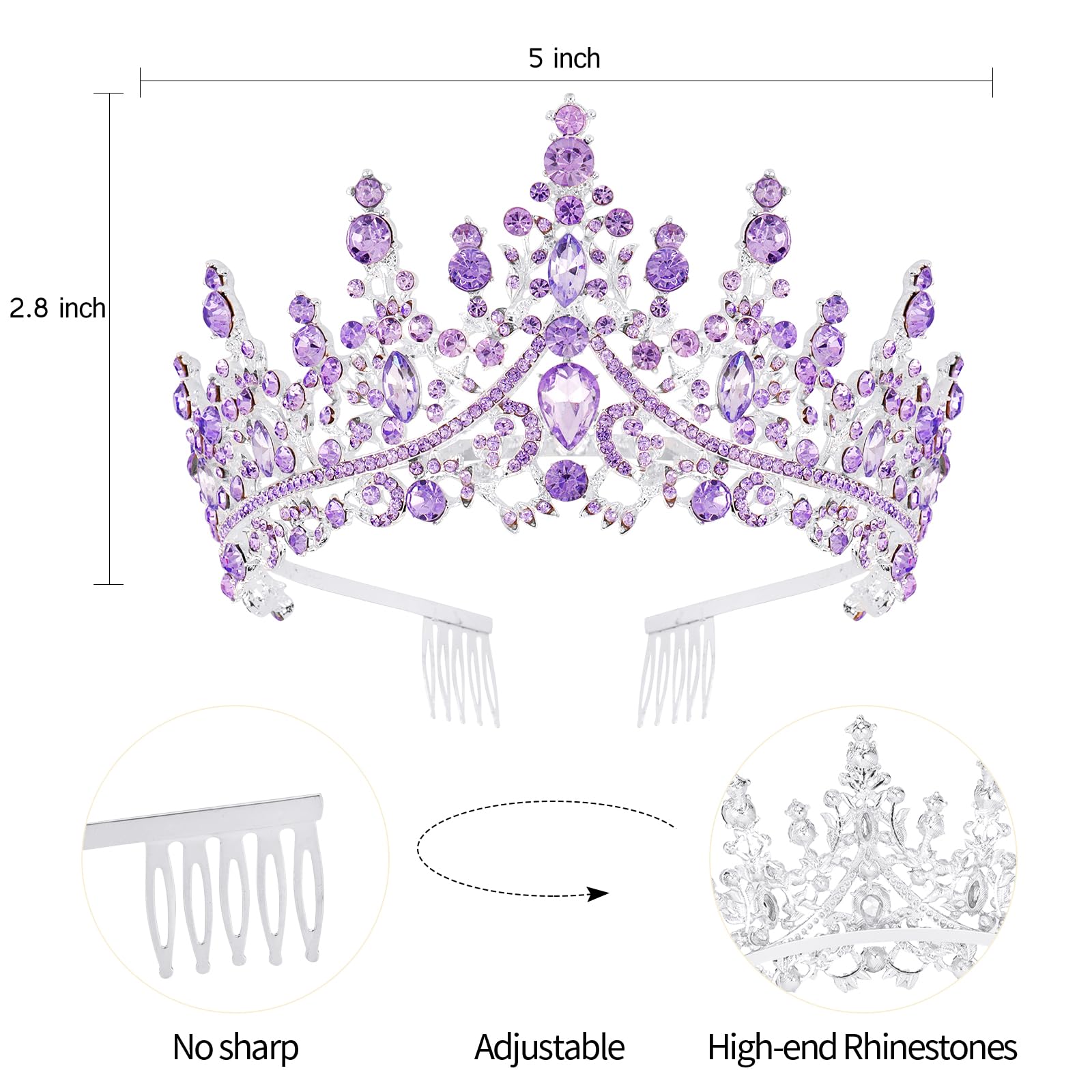 VELSCRUN AB Silver Crystal Birthday Queen Tiara Crowns for Women Girls Birthday Queen Headband Sash Elegant Princess Crown with Combs Hair Accessories Happy Birth Party Decorations Mom Gift