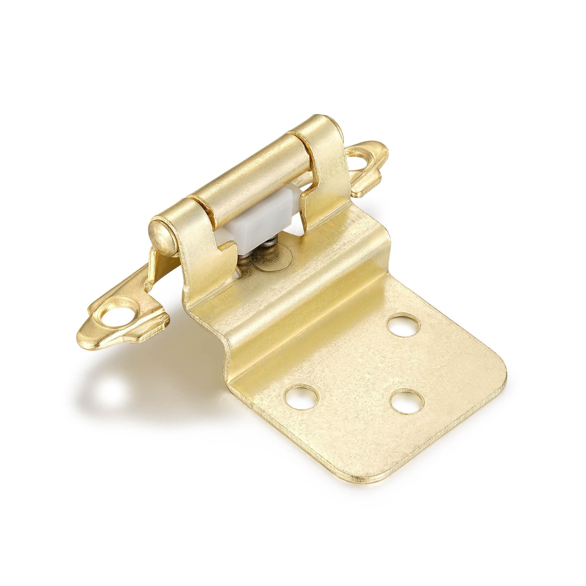 4 Pack (2 Pairs) Antique Brass Self Closing Cabinet Hinges for Kitchen Cabinet Door, 1/2" Overlay (Variable) Semi Concealed Kitchen Cabinet Hinges