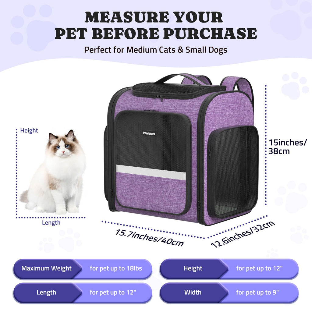 Cat Carrier Backpack with Detachable Play Tunnel, 2 in 1 Cat Tunnel Backpack Suitable for Carrying & Playing, Expandable Pet Carrier for Small Medium Kitten Puppy, Suitable for Travel Hiking Camping
