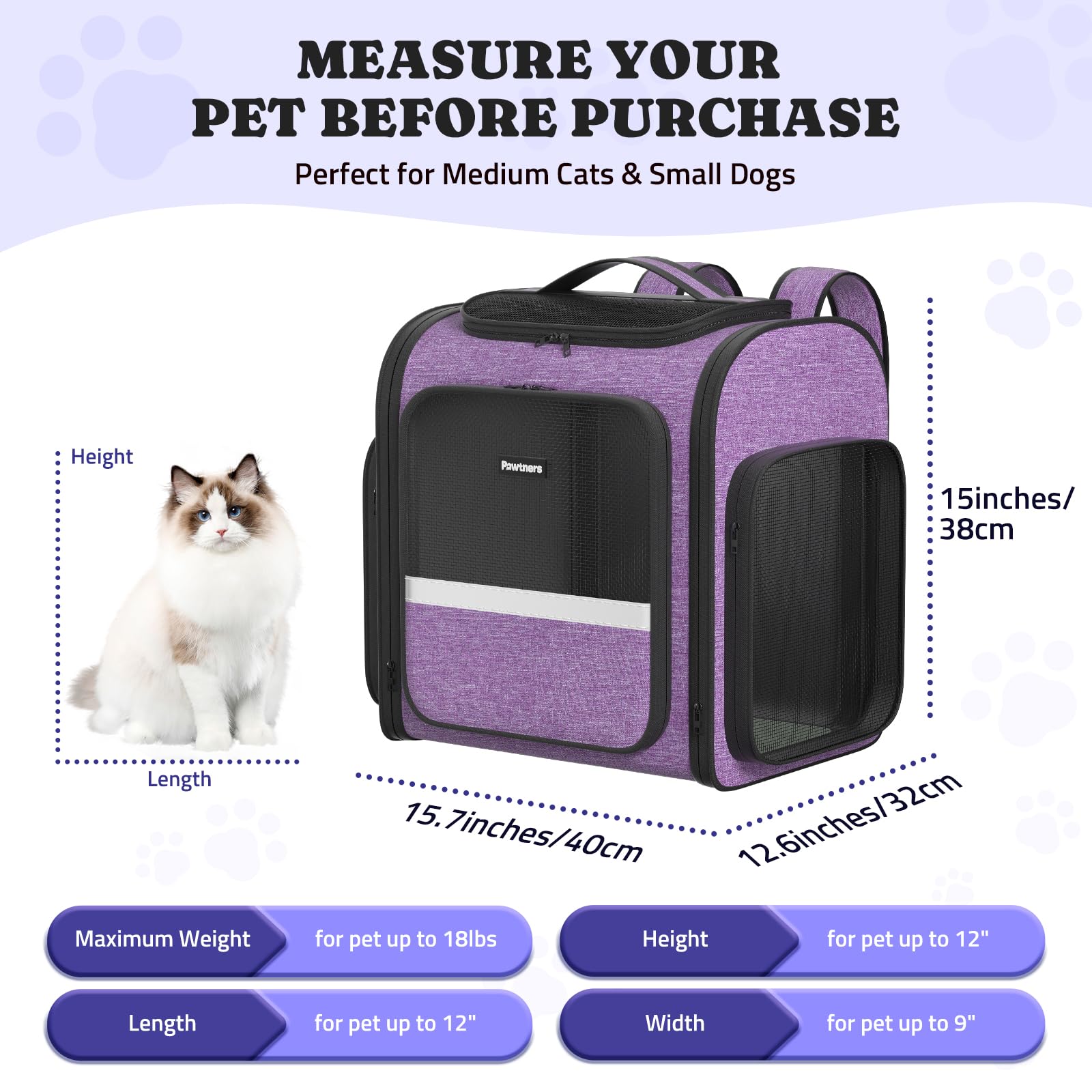 Cat Carrier Backpack with Detachable Play Tunnel, 2 in 1 Cat Tunnel Backpack Suitable for Carrying & Playing, Expandable Pet Carrier for Small Medium Kitten Puppy, Suitable for Travel Hiking Camping