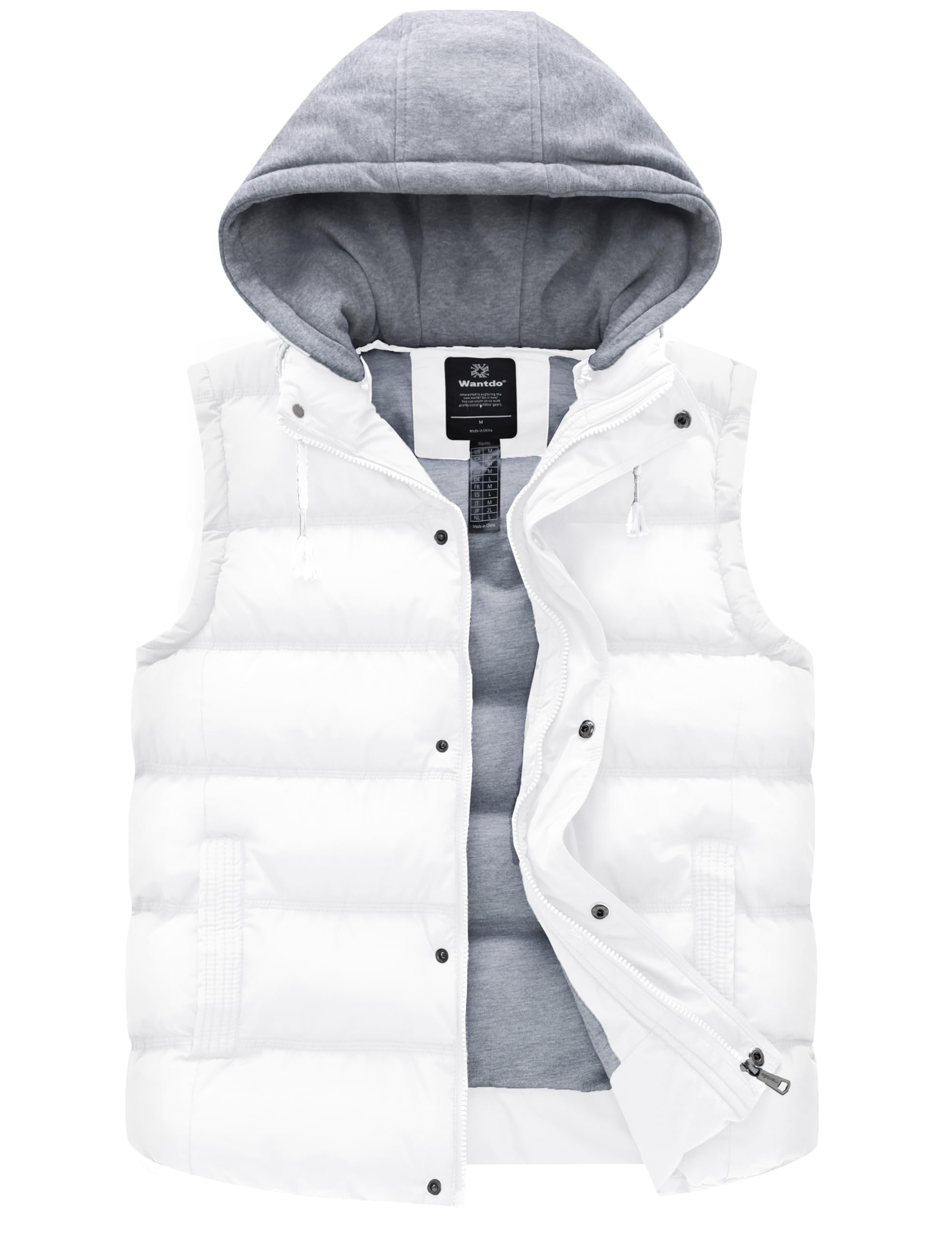 Wantdo Women's Quilted Puffer Vest Thicken Warm Winter Coat with Removable Hood