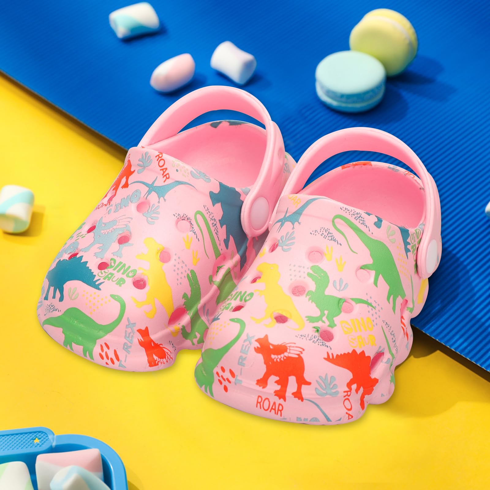 OWIF Toddler Clogs Boys Girls Kids Dinosaur Garden Shoes Slip on Sandals Slides Water Summer Shoes for Outdoor Beach Pool