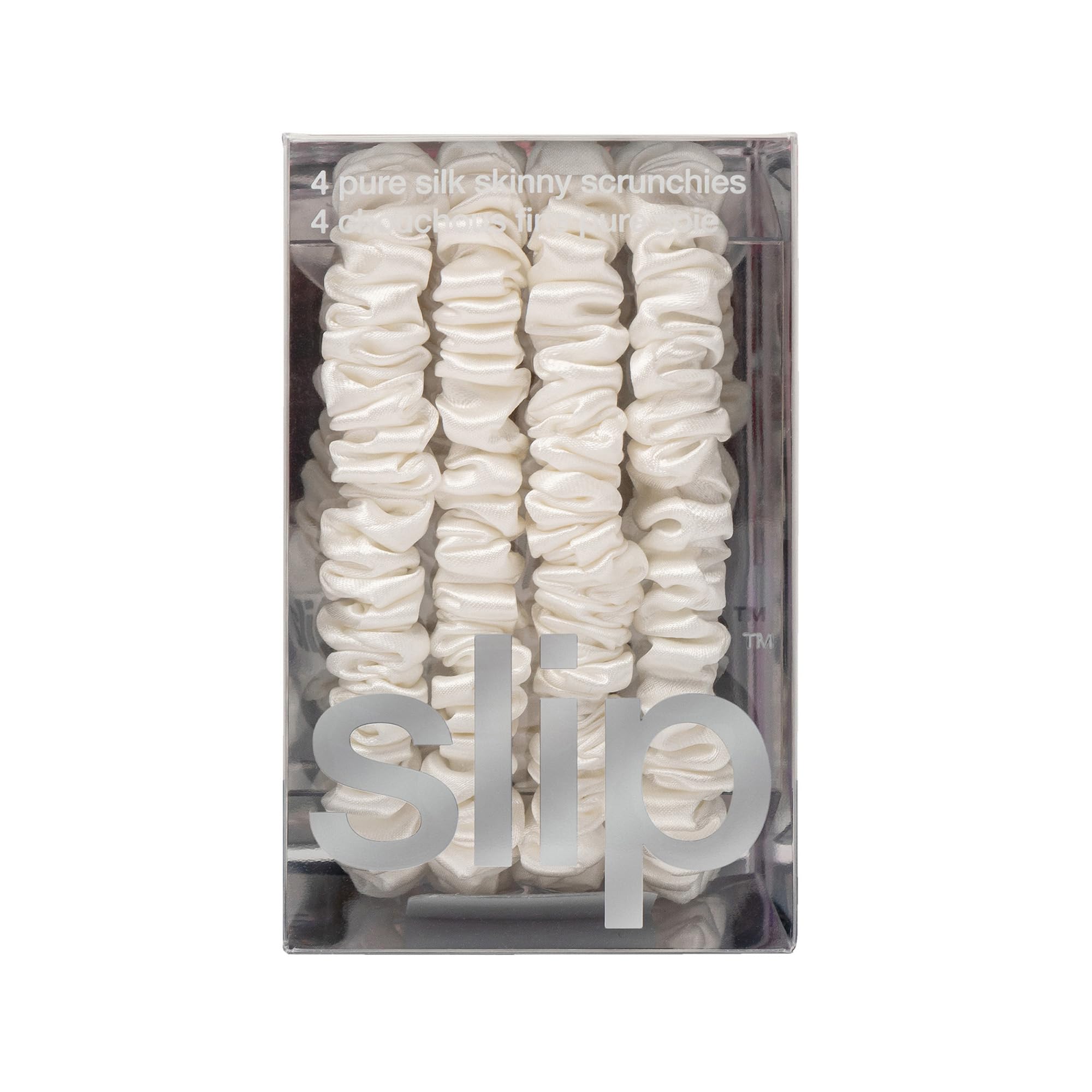 Slip Silk Hair Ties — Skinny Silk Auburn Scrunchies, No Damage, No Crease, Anti-Breakage |100% Mulberry Silk | All Hair Types | Made with Proprietary Slipsilk™ | Set of 4