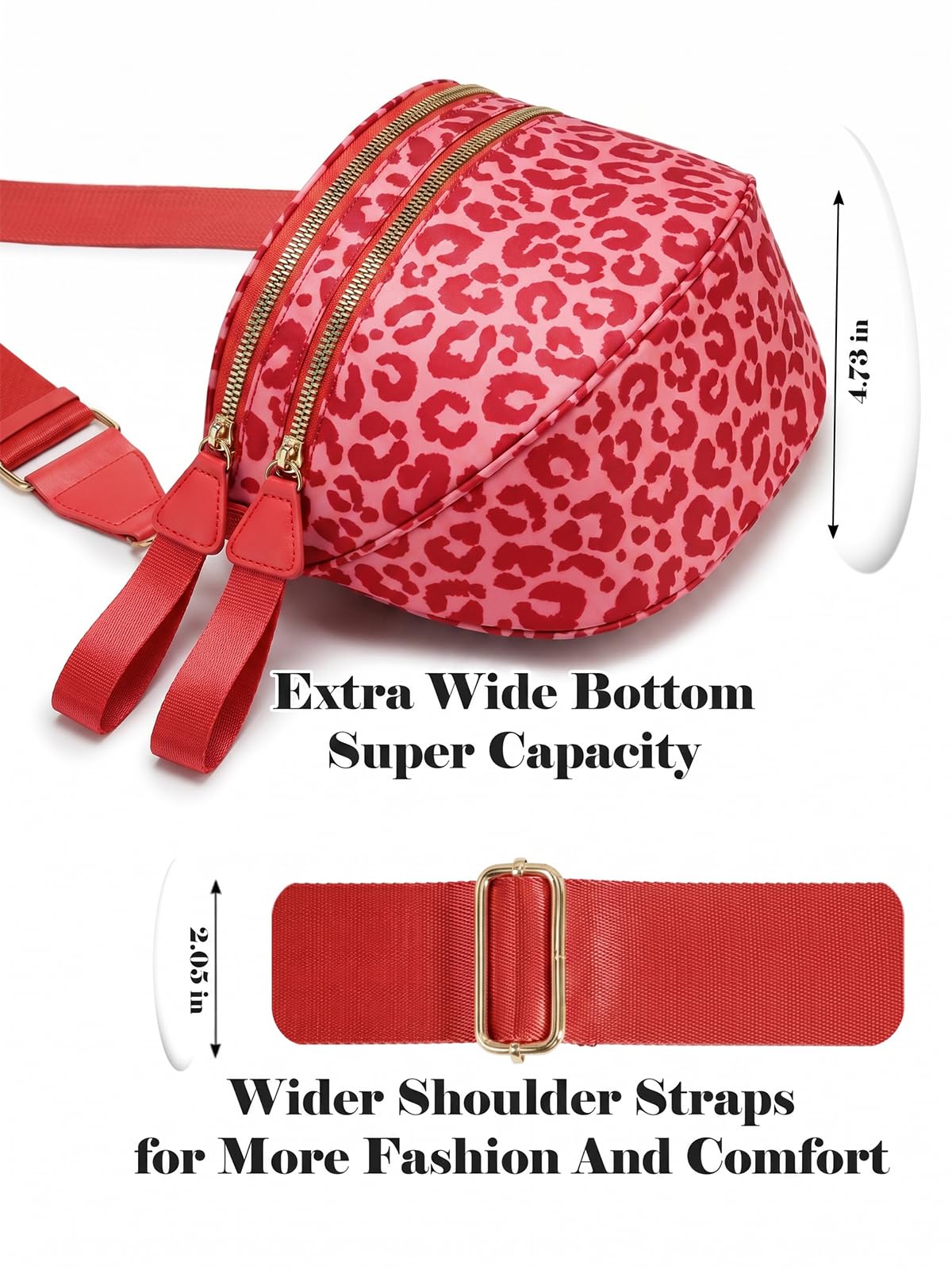 Pure Colour Crossbody Bag Bum Bag for Women,Spacious Purse Fanny Packs Belt Bag,Oversized Bum Bag (Bean Green Leopard Print Bum Bag)