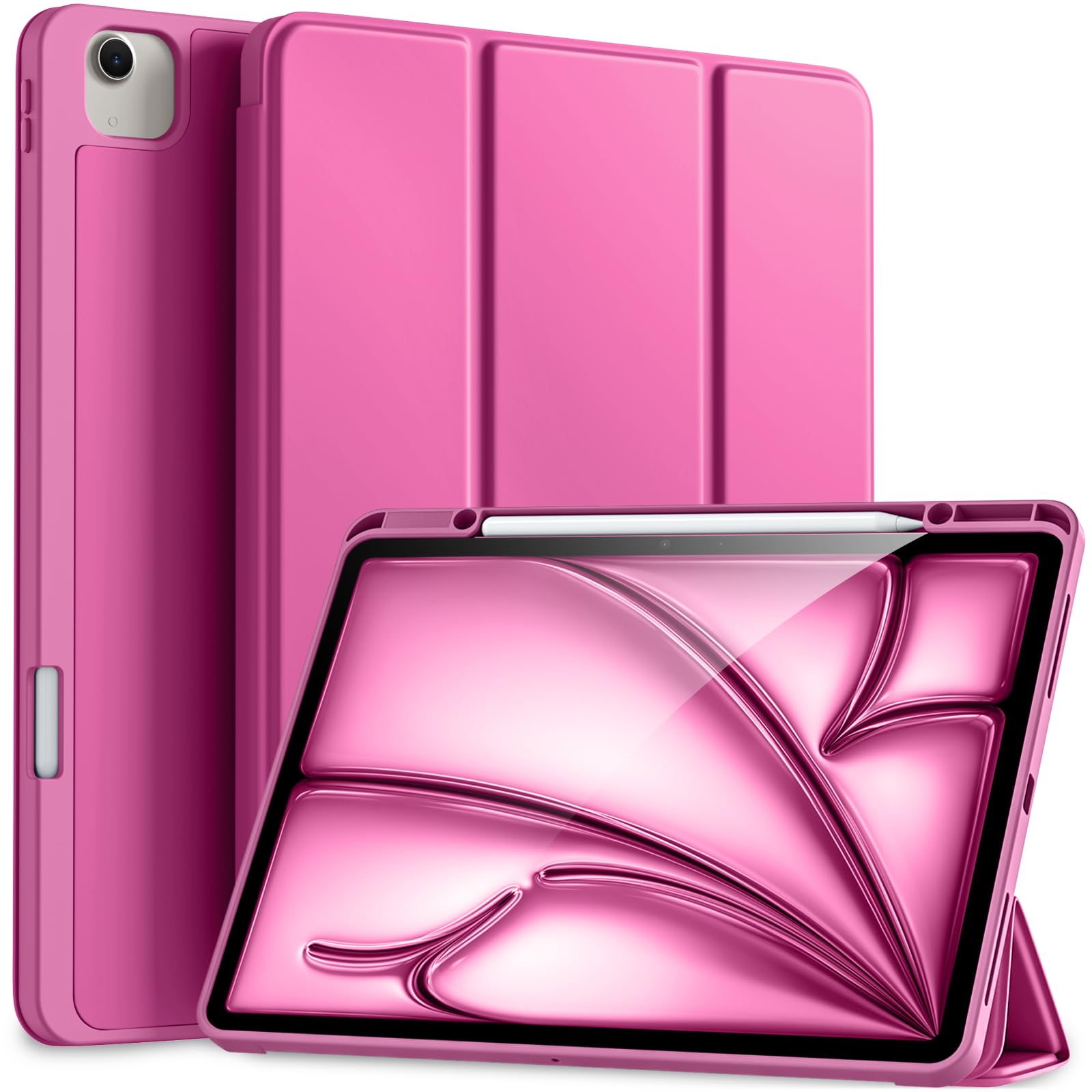 Akkerds Compatible for iPad Air 13 Inch Case (M4/M3/M2) 2026/2025/2024 with Pencil Holder, Trifold Stand Protective Cover/Soft TPU Back for iPad Air 13 Case, Supports Touch ID, Auto Wake/Sleep, Black