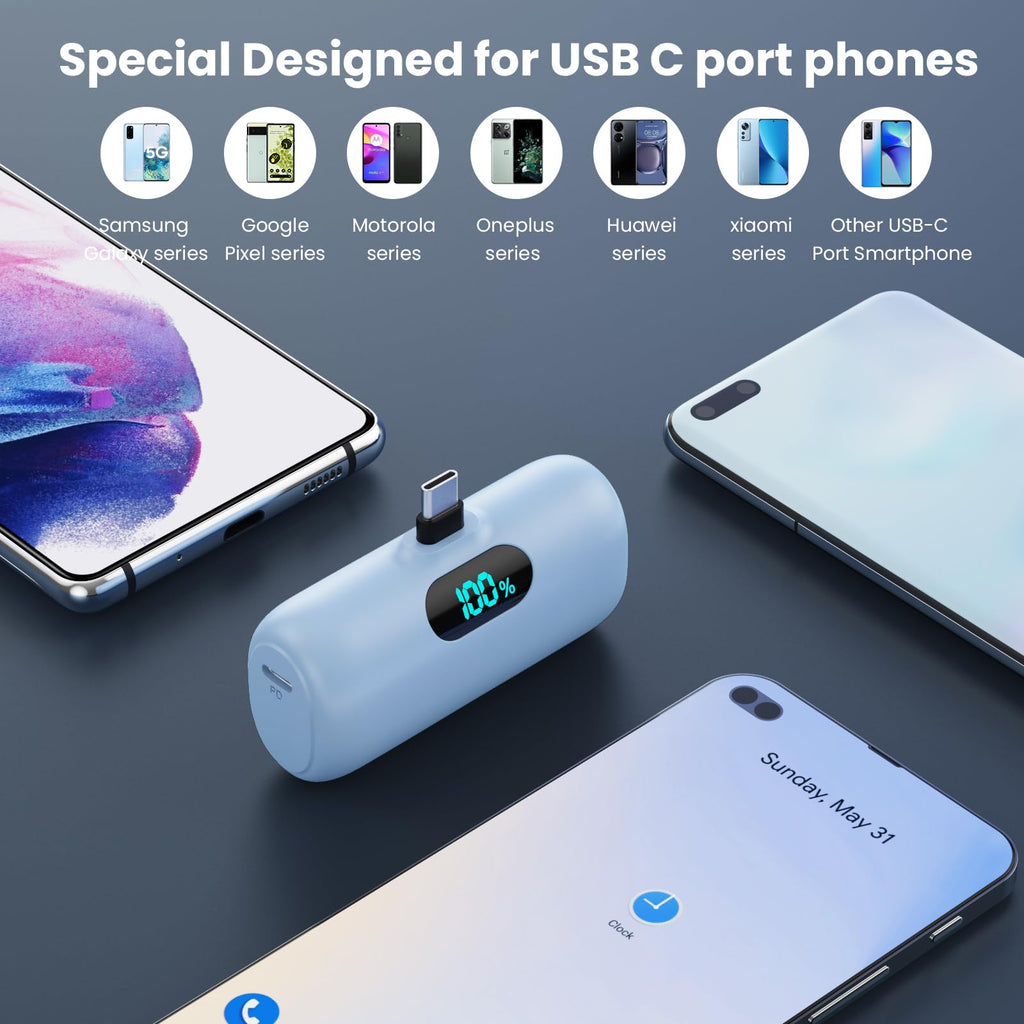[2-Pack]Portable Charger for iPhone 17/16/15,Mini Power Bank 5000mAh PD USB C Portable Phone Charger,Travel Essential Battery Pack for iPhone 17/17 Air/16/16 pro/15/15 pro Max/Android/Samsung/Moto/LG