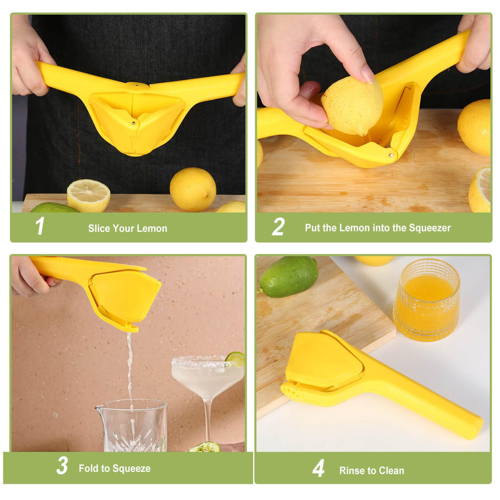 Lemon Squeezer, Effortless Manual Flat Lime Juicer Hand Press | Easy to Make Juice From Lemon, Lime, Citrus, Orange, Fruits, Folds Design For Saving Space Storage