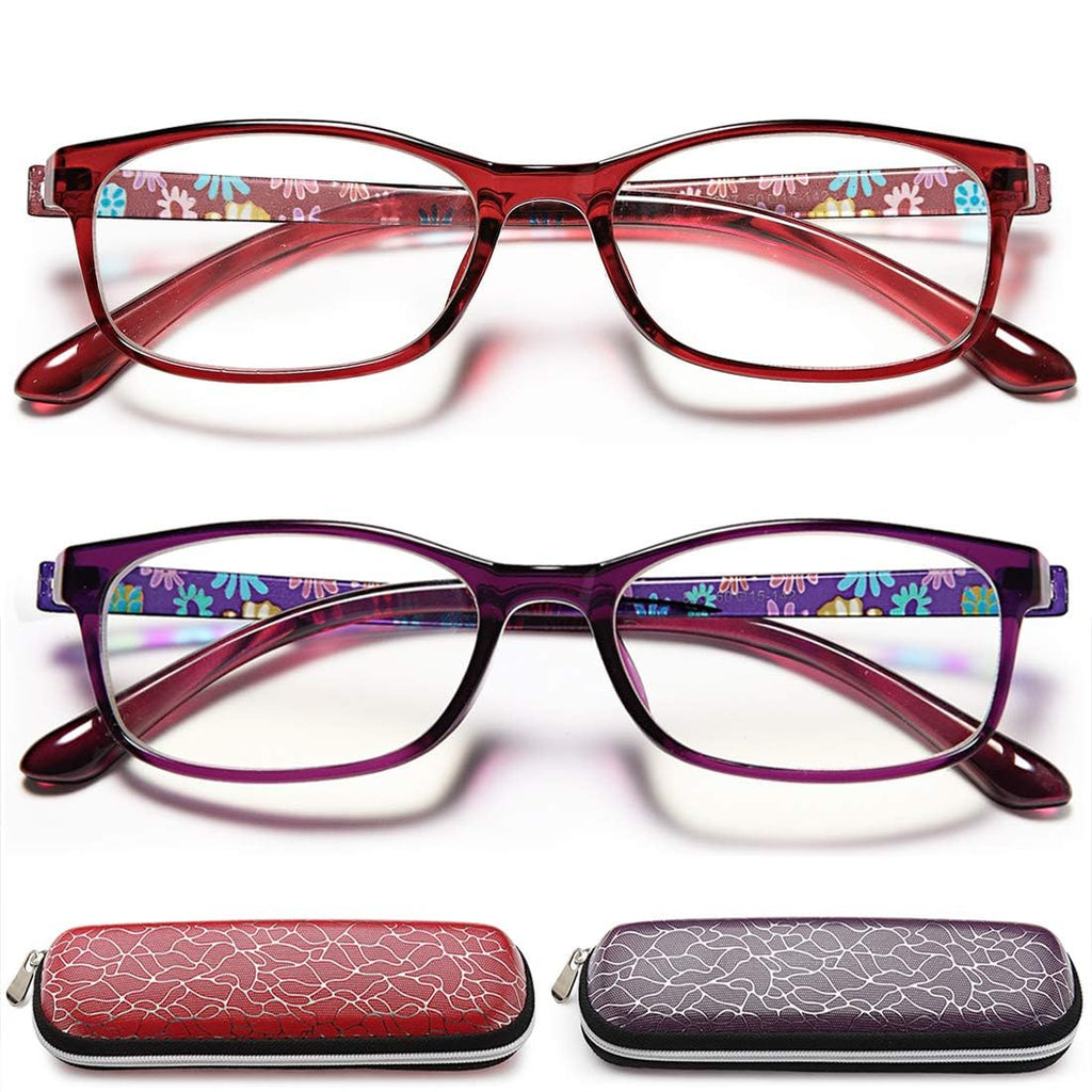 EYEURL Reading Glasses for Women Men Blue Light Blocking, 0.00 Anti Eye Strain Computer Readers, TR90 Ultra Lightweight Rectangle Frame Eyeglasses