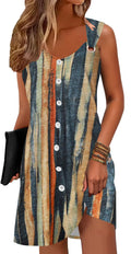 Disamer Summer Dresses for Women 2026 Sundresses Beach Swimsuit Coverups Vacation Sleeveless Button Down Spring Sun Dress