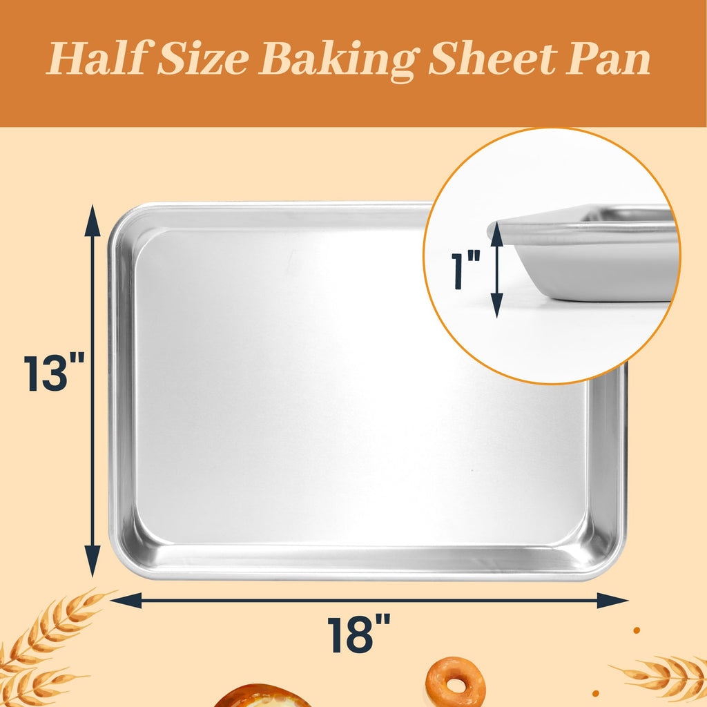 6 Pack Large Size Baking Sheet Pans, Aluminum Commercial Cookie Sheets Non-Stick, 21"x15"