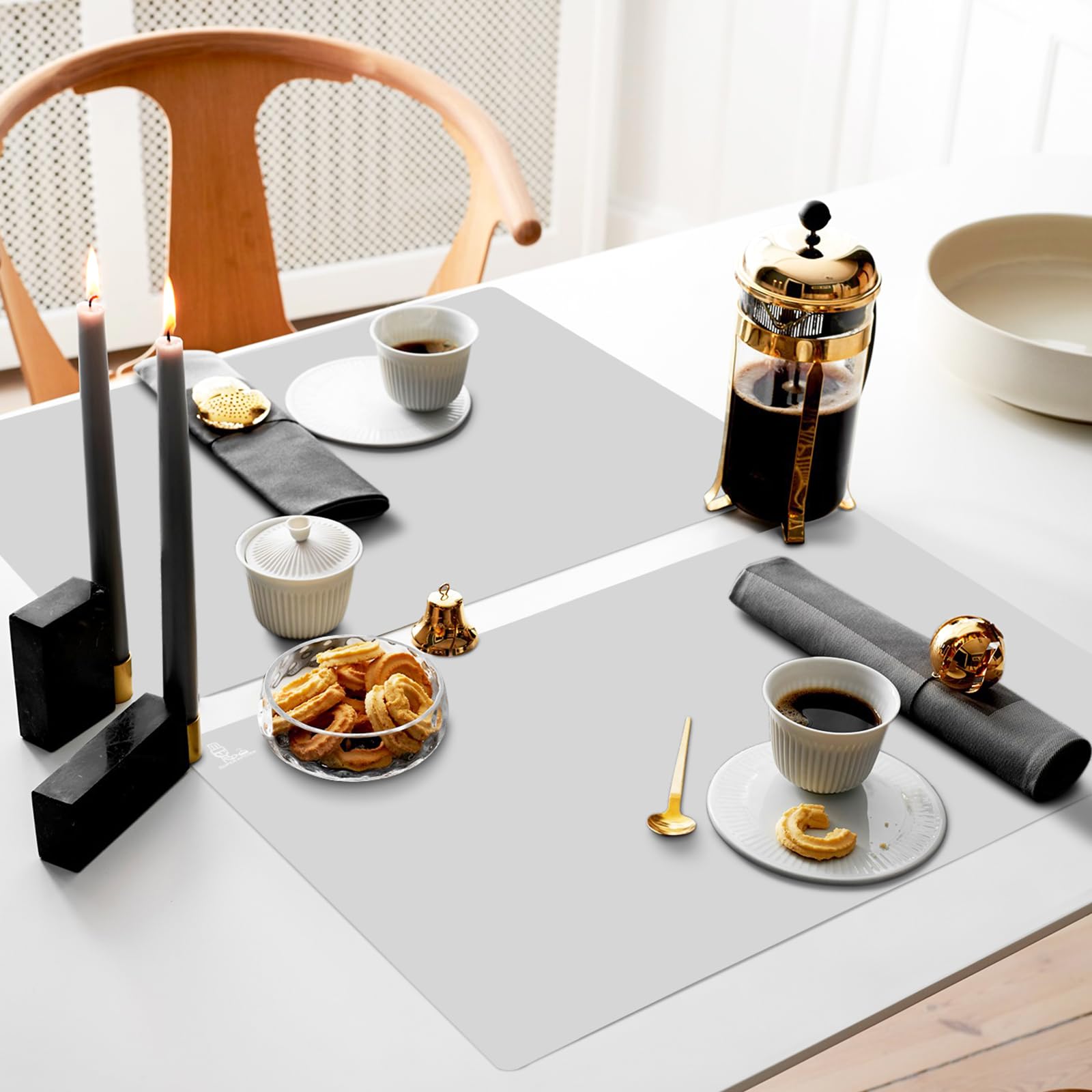 Thick Silicone Counter Mat Large 23.4"by15.6", Heat Resistant Mat for Kitchen Table/Countertop Protector/Non Stick Pastry Baking Placemats, Silicone Pad for Crafts Kids, Super Kitchen Black