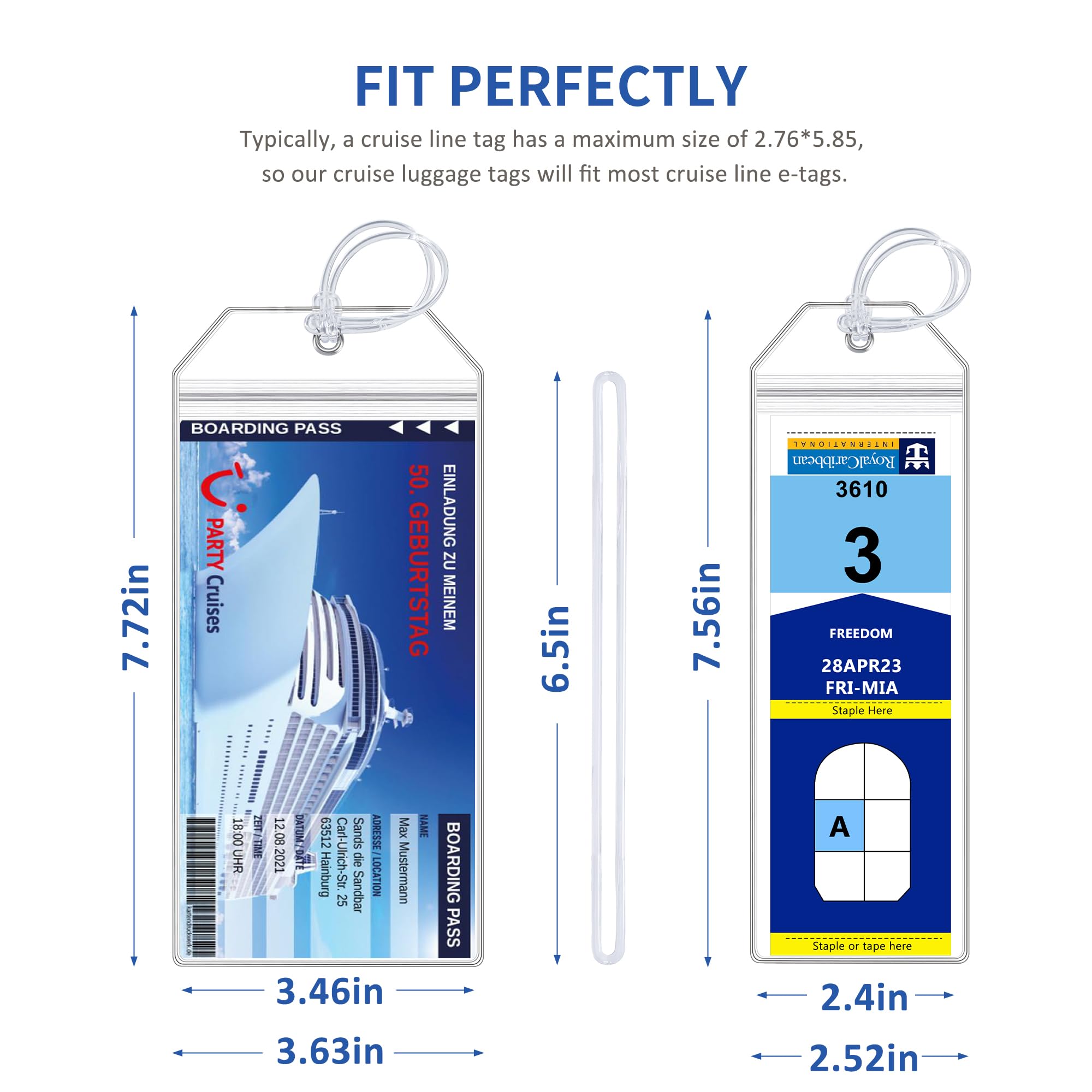 6 Pack Cruise Luggage Tag Holder, Cruise Essentials 2026 for NCL, Princess, Carnival, Royal Caribbean and Celebrity Cruise Luggage Tags for Travel Essentials by SEAVILIA