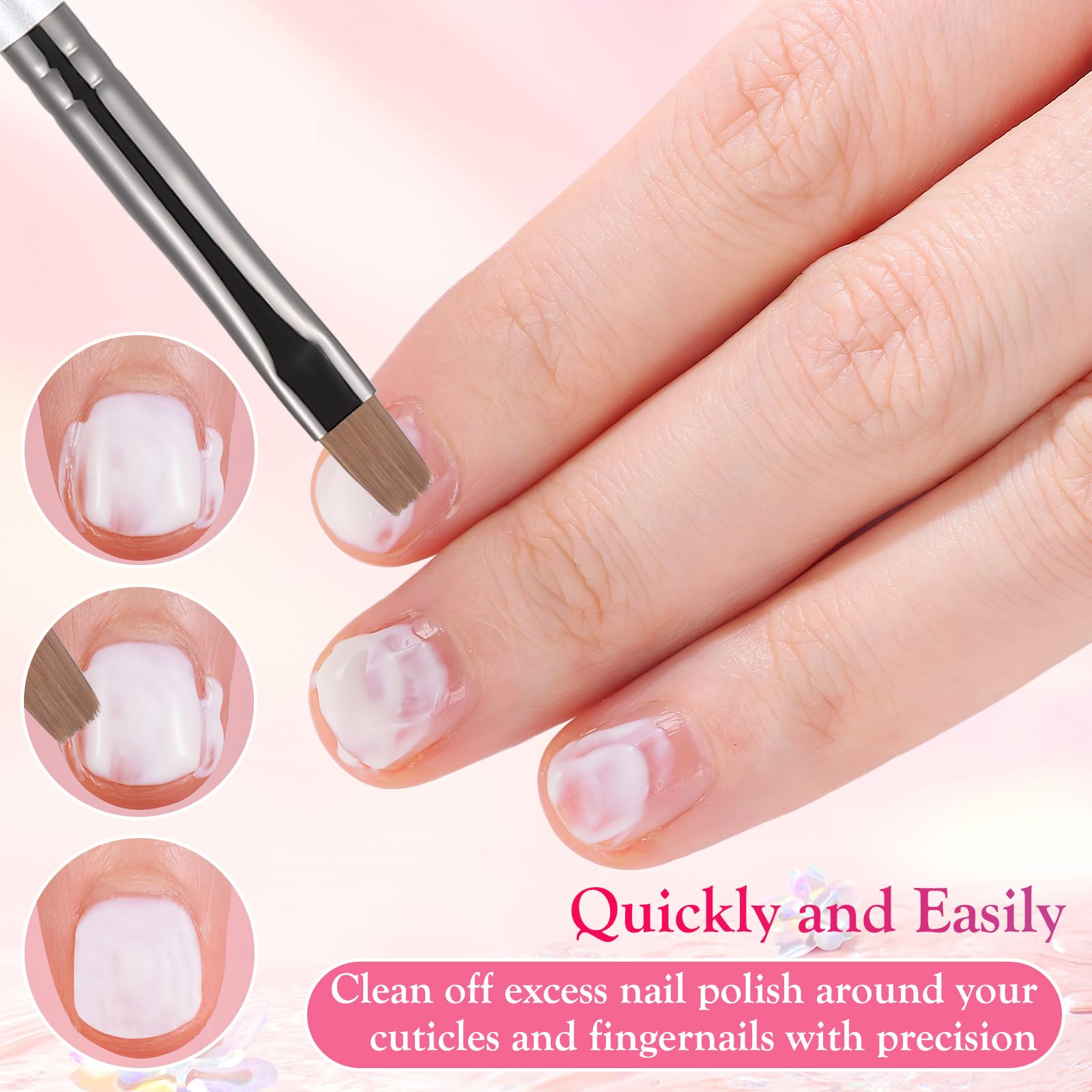 Nail Art Clean Up Brushes,Nail Brushes for Cleaning Polish Mistakes on the Cuticles, Acetone Resistant Nail Brush, Fingernail Cleaning Brushes for Nail Art and Designs (2 Pcs Round&Angled)