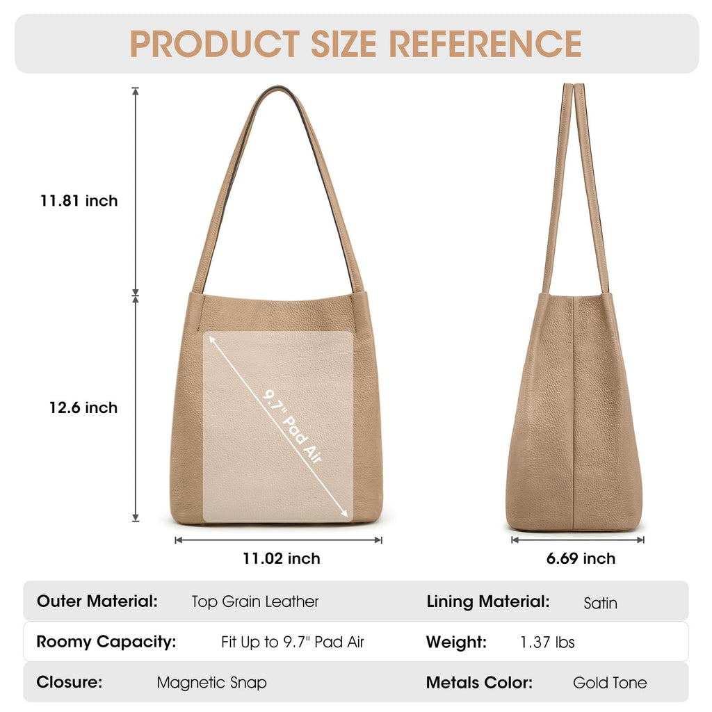 Kattee Women Soft Genuine Leather Totes Shoulder Bag Purses and Handbags with Top Magnetic Snap Closure