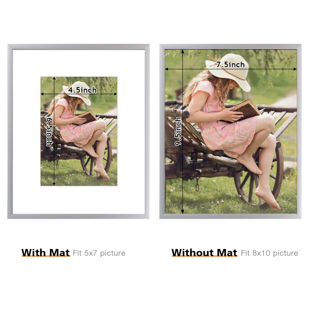 Frametory, 6x8 Aluminum Picture Frame - 6 x 8 Black Frame with Removable Mat for 5 x 7 Photo - 6 by 8 Durable Metal Frame with Real Glass - Sawtooth Hanger for Easy Wall Display - 1 Pack