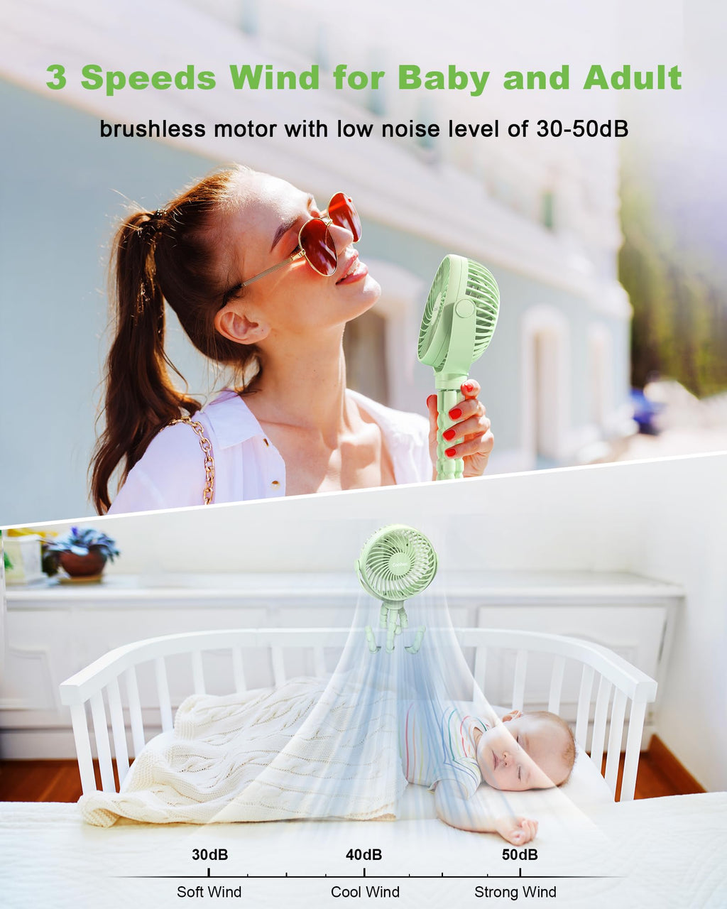 Coohea Stroller Fan Clip on for Baby, 4000mAh Rechargeable Battery Operated, Flexible Tripod, 3 Wind Speed, 360° Rotatable, Small Cooling Portable Fan for Car Seat Crib Golf Cart Bike Treadmill, Black