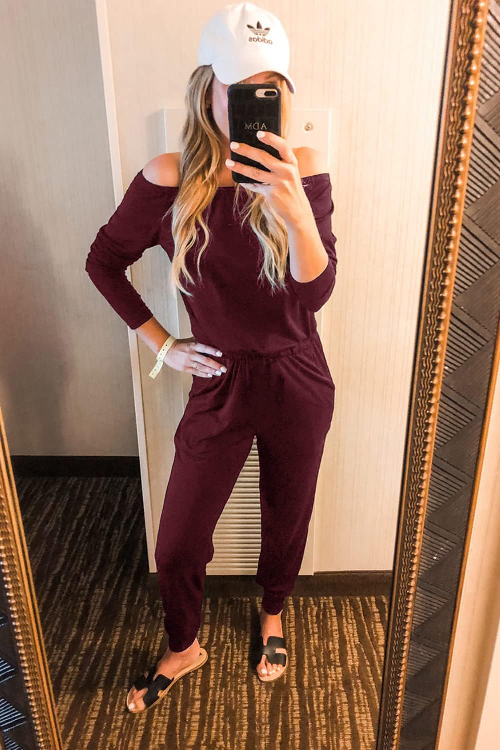 PRETTYGARDEN Jumpsuits for Women Casual 2026 Fall Long Sleeve Off Shoulder Rompers One Piece Travel Outfits Fashion Clothing