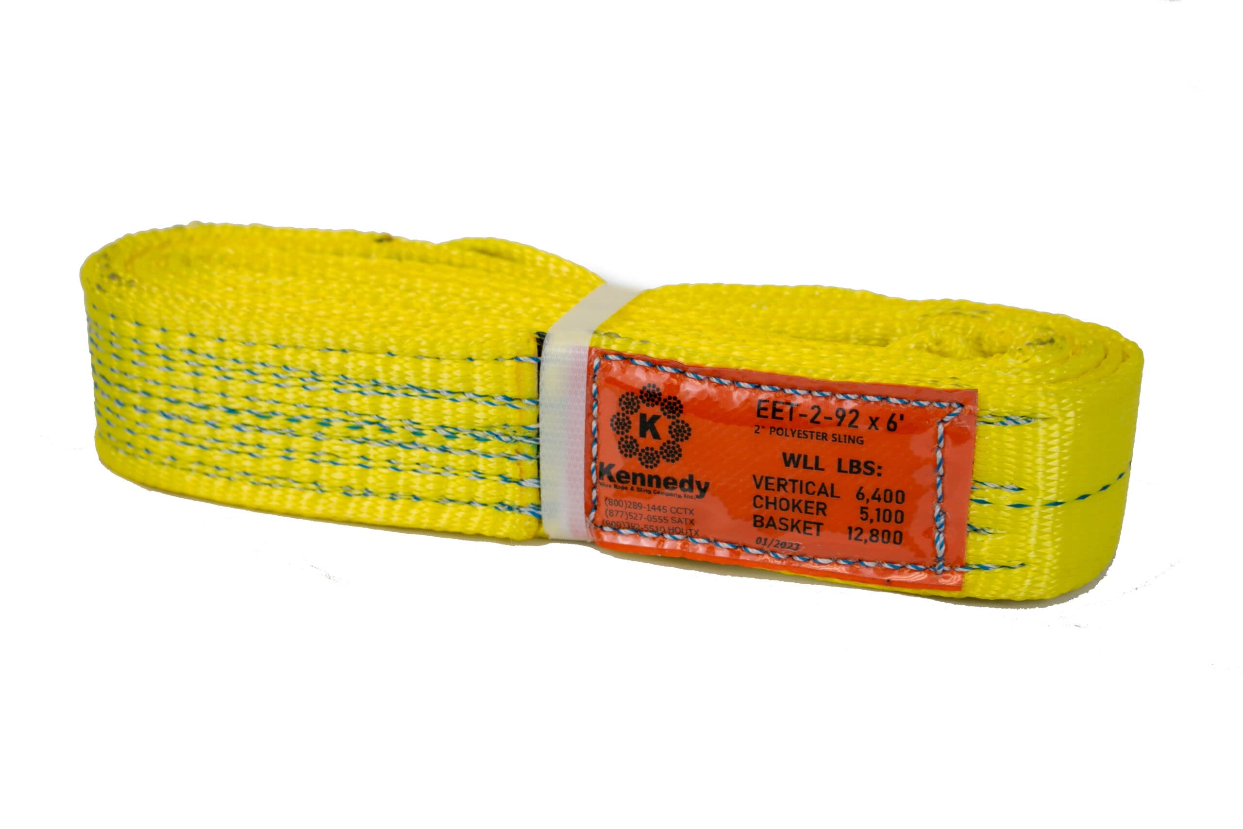 Kennedy Wire Rope & Sling Company 1" x 2' 2-Ply Twist Eye Polyester Lifting Sling (Various Sizes in Listing) Made in The USA