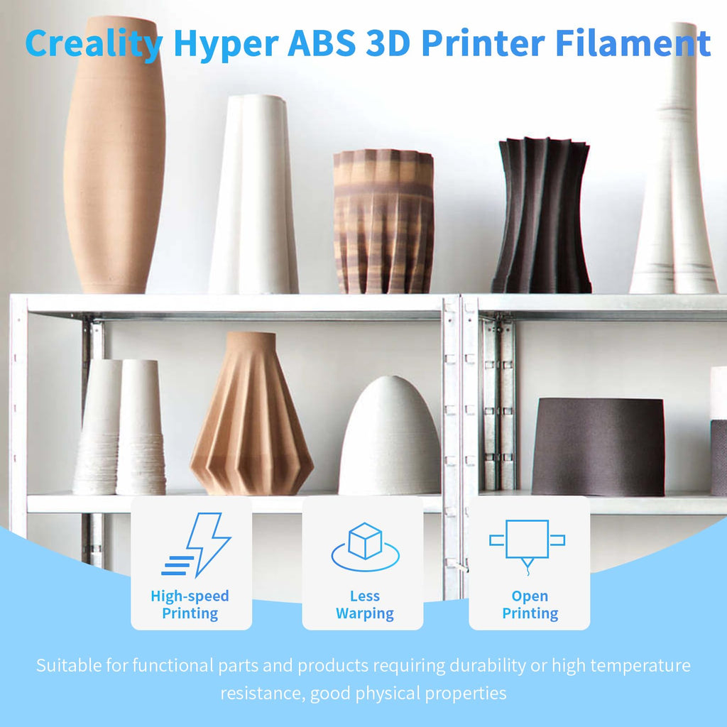 Creality Hyper ABS Filament, Official 3D Printer Filament ABS 1.75mm for Up to 300mm/s High-Speed Printing Convenient Open Printing Material, 1kg(2.2lbs) Spool Fit Most 3D Printer(Black)
