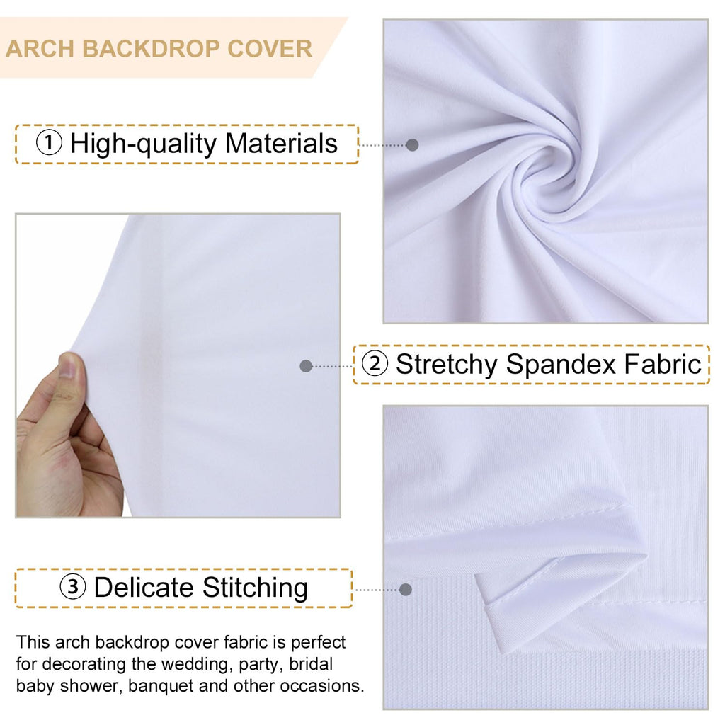 FANPROMS Beige Arch Backdrop Cover Set of 3 Wedding Arch Cover 4x5x6FT Round Top Arch Stand Cover for Fitted Arch Covers Spandex Backdrop Covers Set for Wedding Party Ceremony Decorations