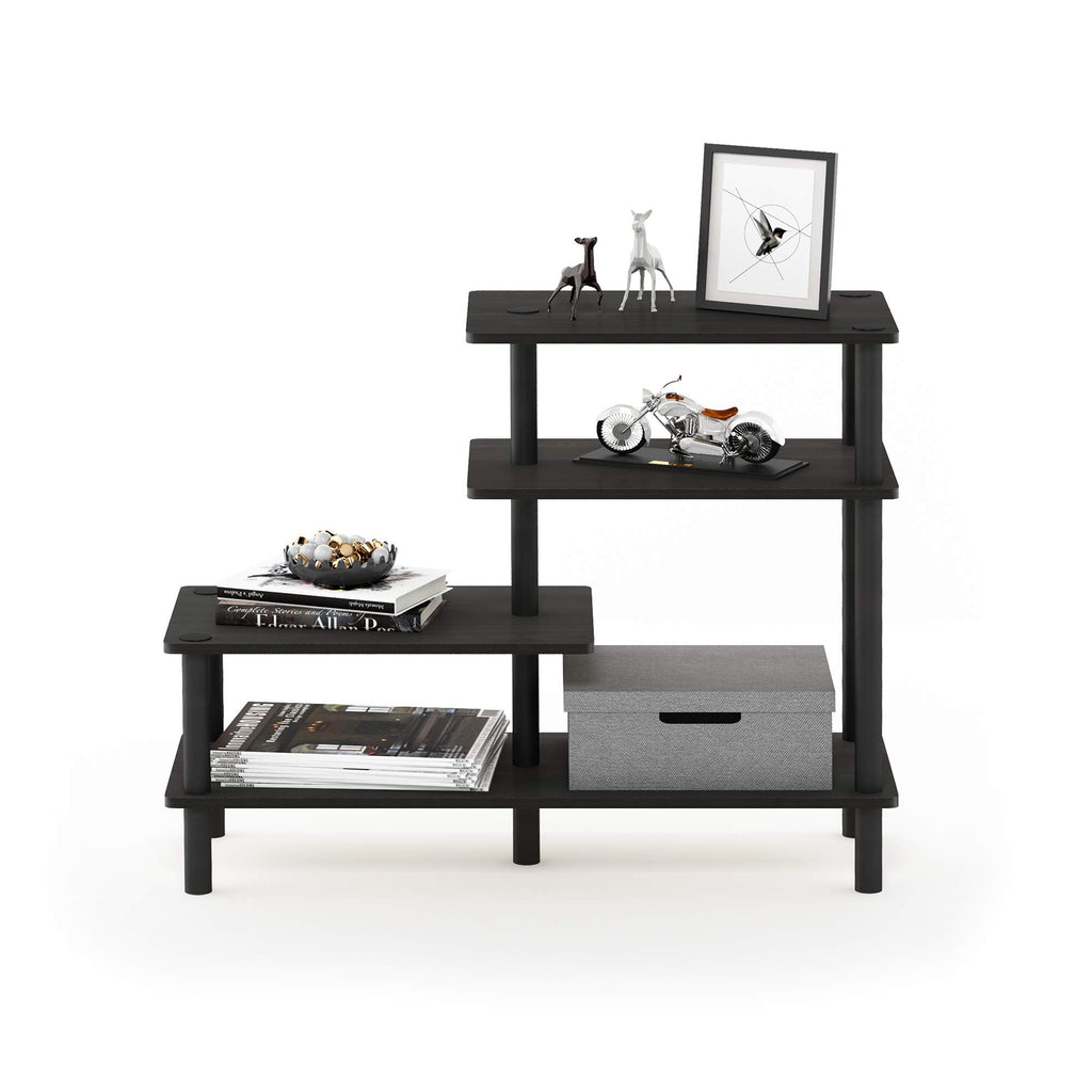 Furinno Turn-N-Tube 4-Tier Design Display Rack, Espresso/Black