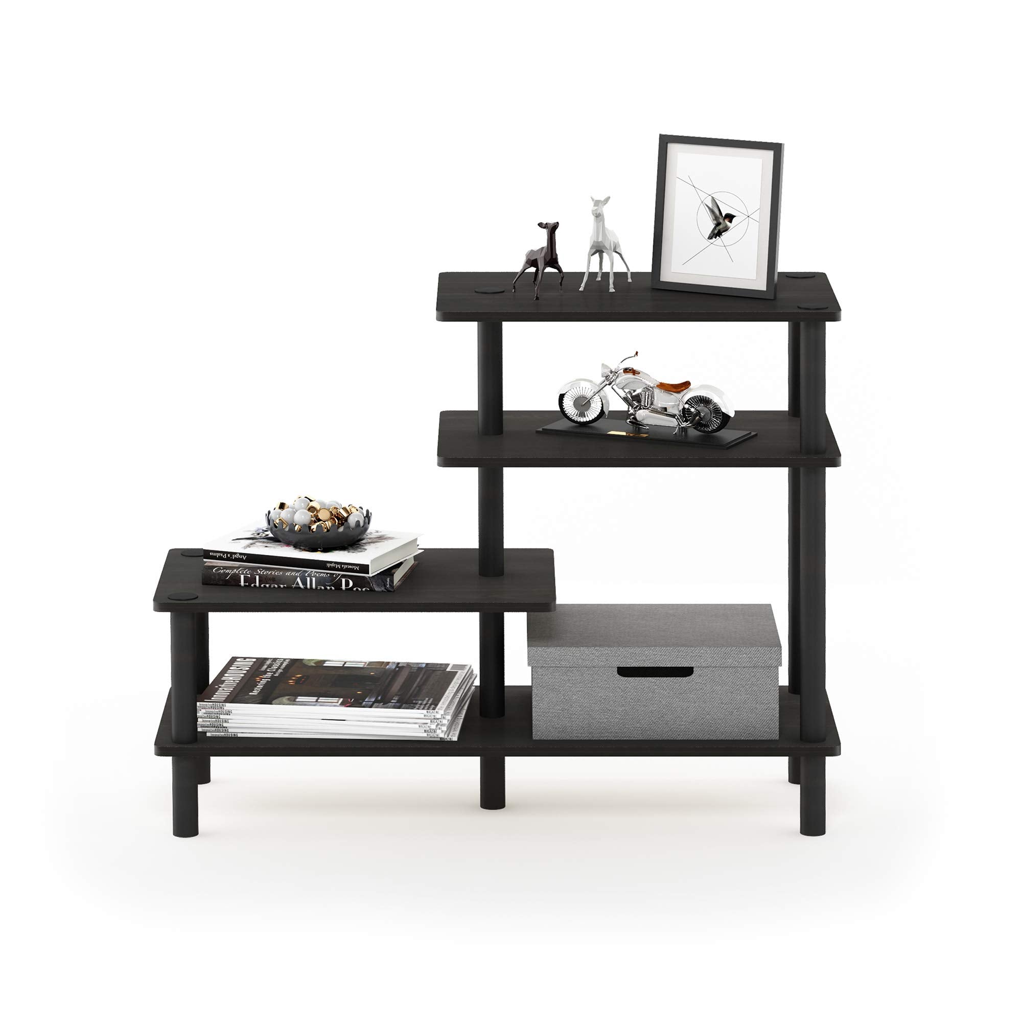 Furinno Turn-N-Tube 4-Tier Design Display Rack, Espresso/Black