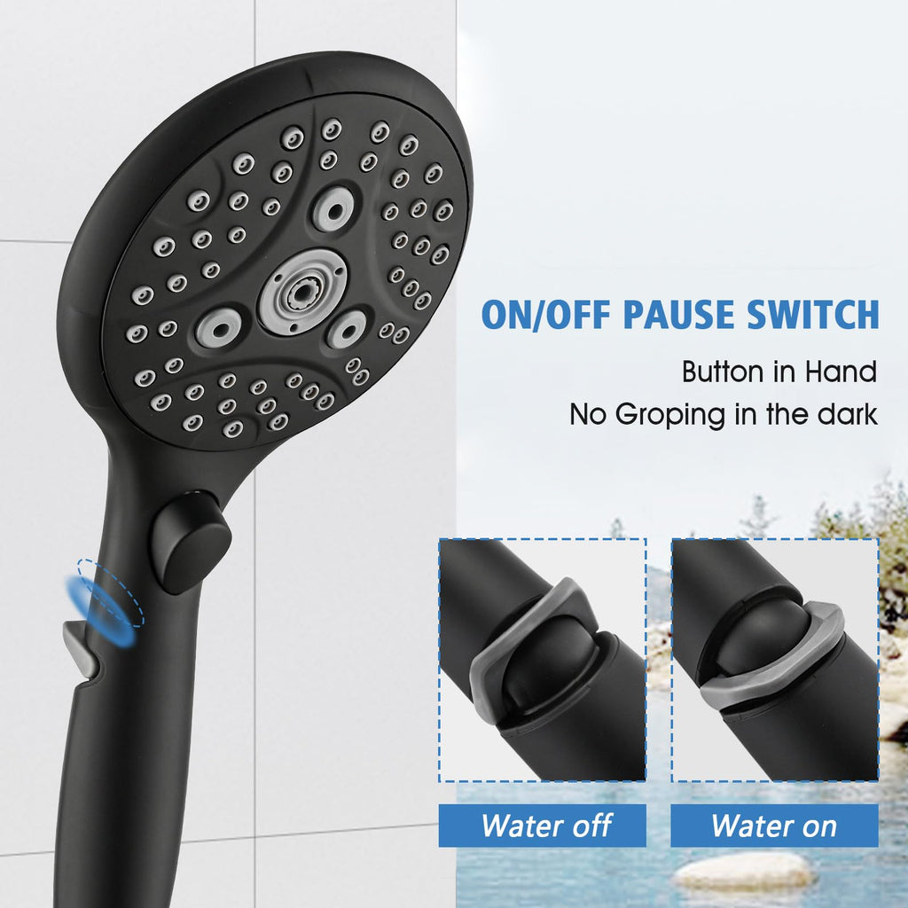 PROOX All Metal Tub Spout with Diverter, 6 Settings Hand held Shower with ON/Off Pause Switch, Bathtub Faucet with Sprayer Brushed Nickel