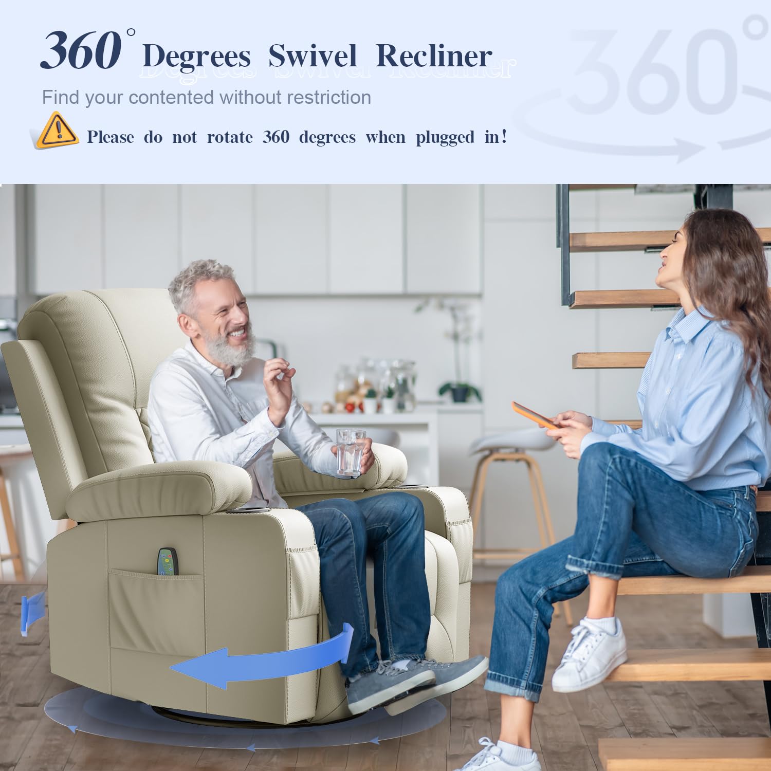 Recliner Chairs for Adults, FSC Certified Massage Reclining Chair with Heated Modern, Ergonomic Lounge Single Reclining Sofa Seat with Cup Holder & Pocket, Living Room Lounge Recliners Black