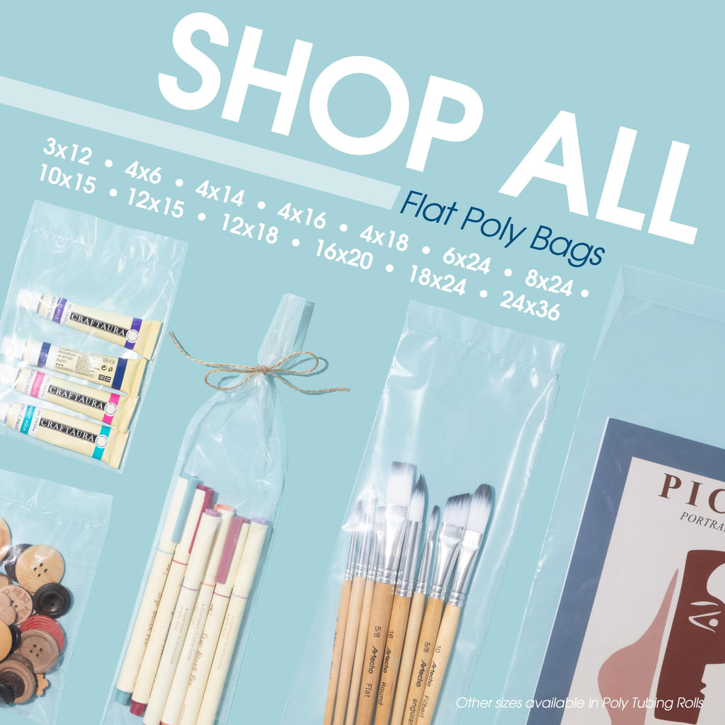 10" X 13" Open-End Flat Clear Poly Bags (100 Count) - 1.1 Mil Clear Plastic Bags for Packaging and Storage - No Adhesive Strip - Spartan Industrial