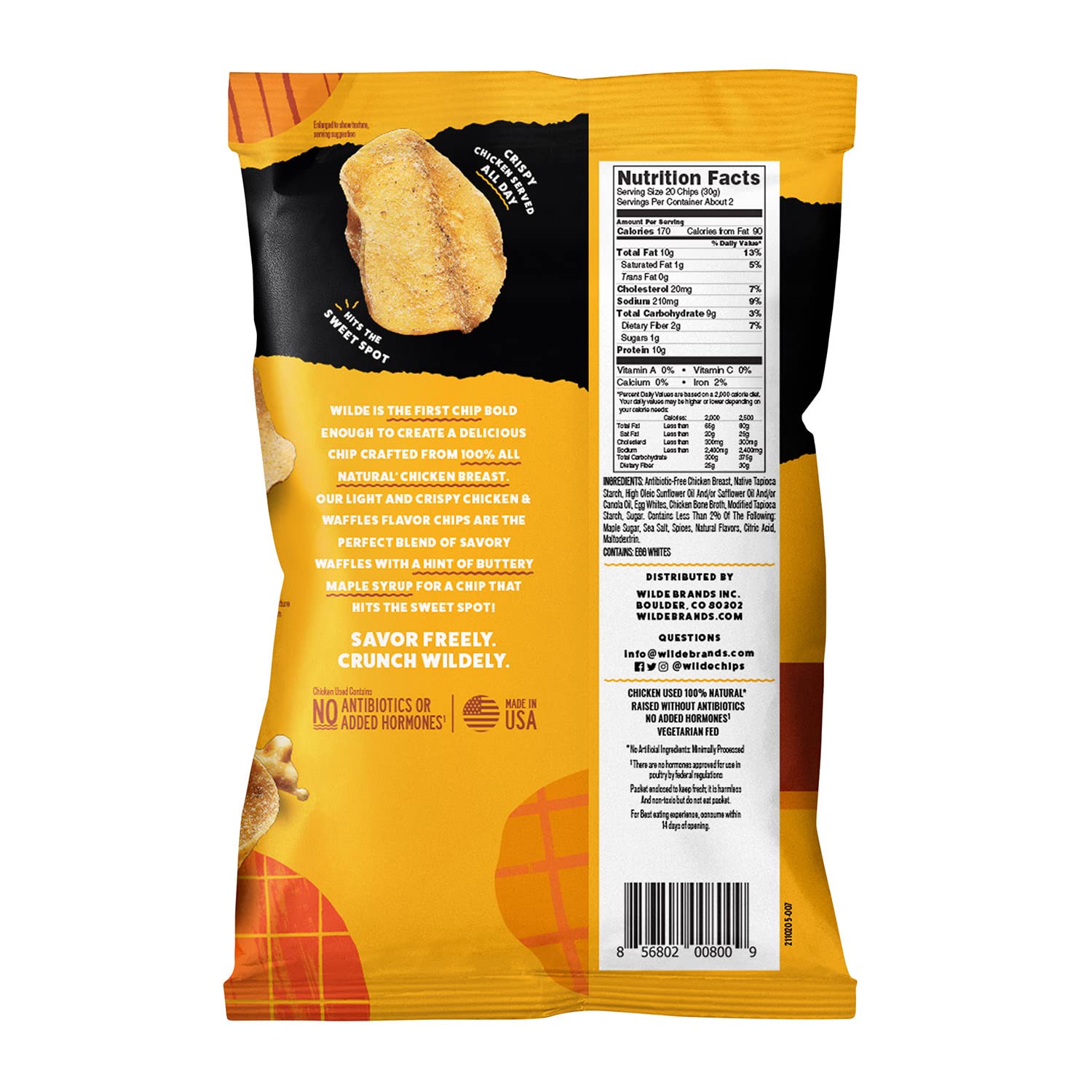 WILDE Protein Chips Barbeque, Thin and Crispy High Protein Snacks, Keto Friendly, Low Carb Chips, Real Ingredients, 1.34oz (Pack of 8)