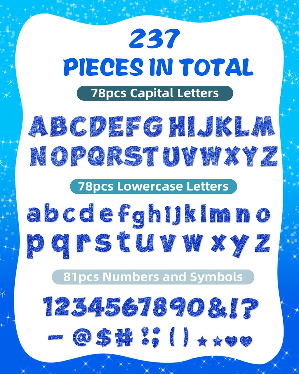 237 Pcs Glitter Bulletin Board Letters, Numbers and Punctuation, Poster Board Letters Alphabet Cut Out Cardboard Letters Accessories for Classroom Display Decorating Supplies 4inch (Black)